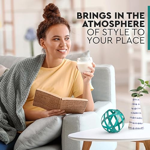 Miniatura 3 de Everydecor Esfera decorativa bandas de metal azul envejecido de 45 pulgadas y bandas de metal galvanizado envejecido de 4 pulgadas y esfera de