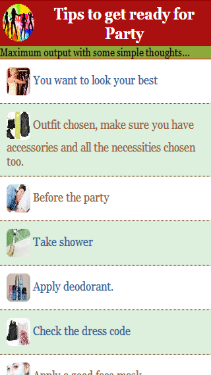 Tips Getting Ready Tips to get ready for Party - App on Amazon Appstore