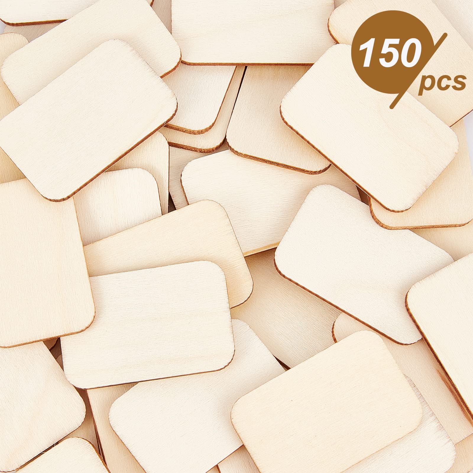 NBEADS 150pz Pezzi di Legno Non Finiti Rettangolari, 33x50mm Bianco Naturale Fette di Legno Forniture Artigianali Pirografia Ritagli di Legno Ornamenti per La Pittura Fai da Te Intaglio Natale