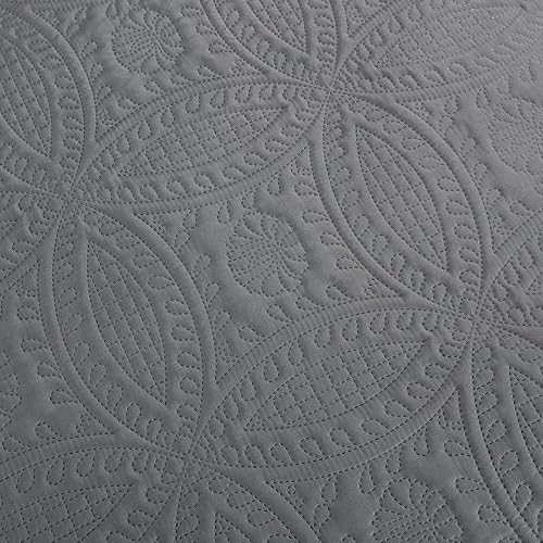 Miniatura 6 de HOMBYS Juego de colcha de tamaño King de 128 x 128 pulgadas, 3 piezas, tamaño King, ligero, suave y extra grande, parches blancos, beige