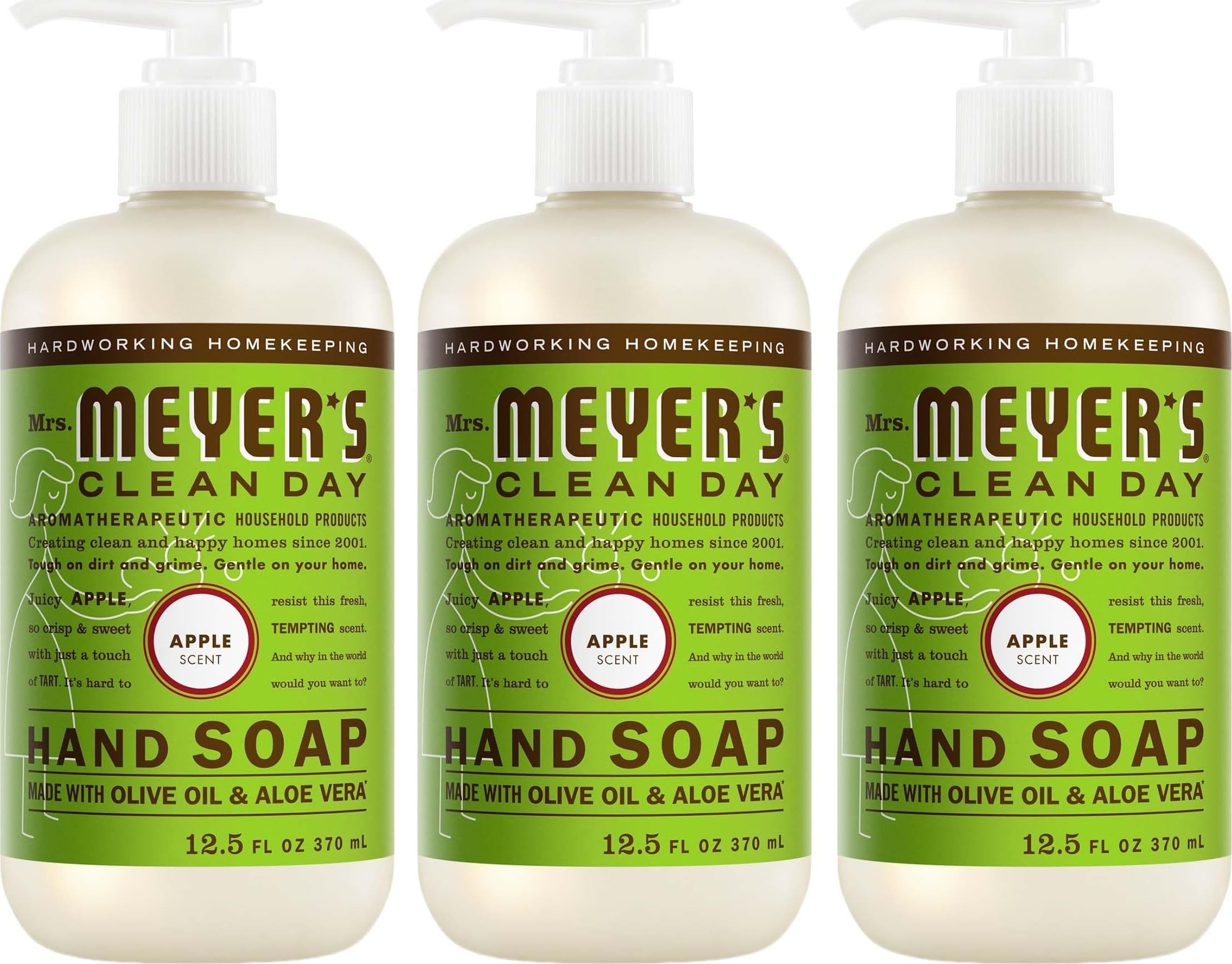 MRS. MEYER'S CLEAN DAY Liquid Hand Soap, Apple, 12.5 fl oz, 3 Pack