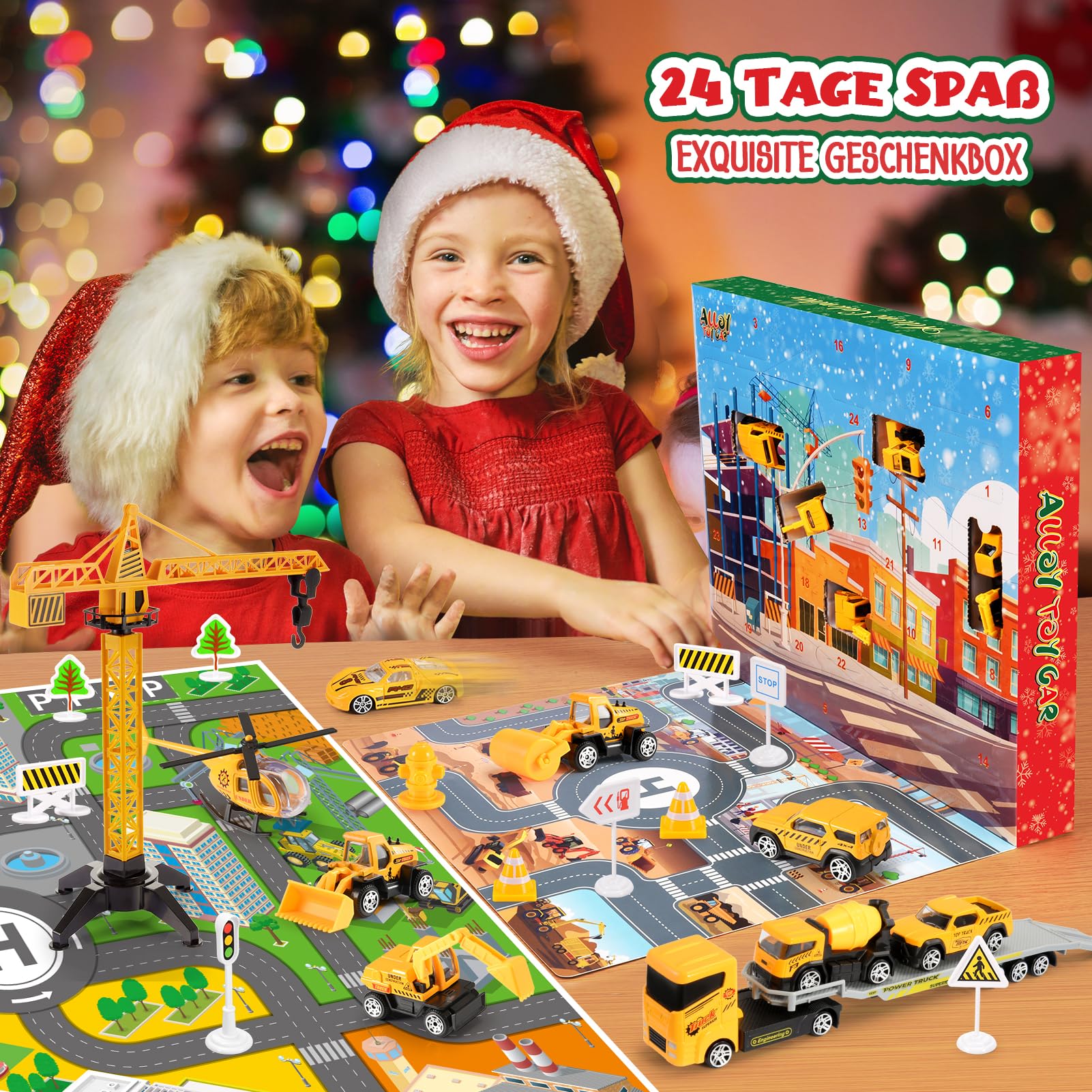 EUCOCO Adventskalender Auto Kinder 2026, Spielzeug ab 1 2 3 4 5 6 Jahre Junge Weihnachtskalender Kinder 2-6 Jahre Geschenk Junge 1-6 Jahre Baustelle Spielzeug ab 1-6 Kleine Geschenke für Jungen