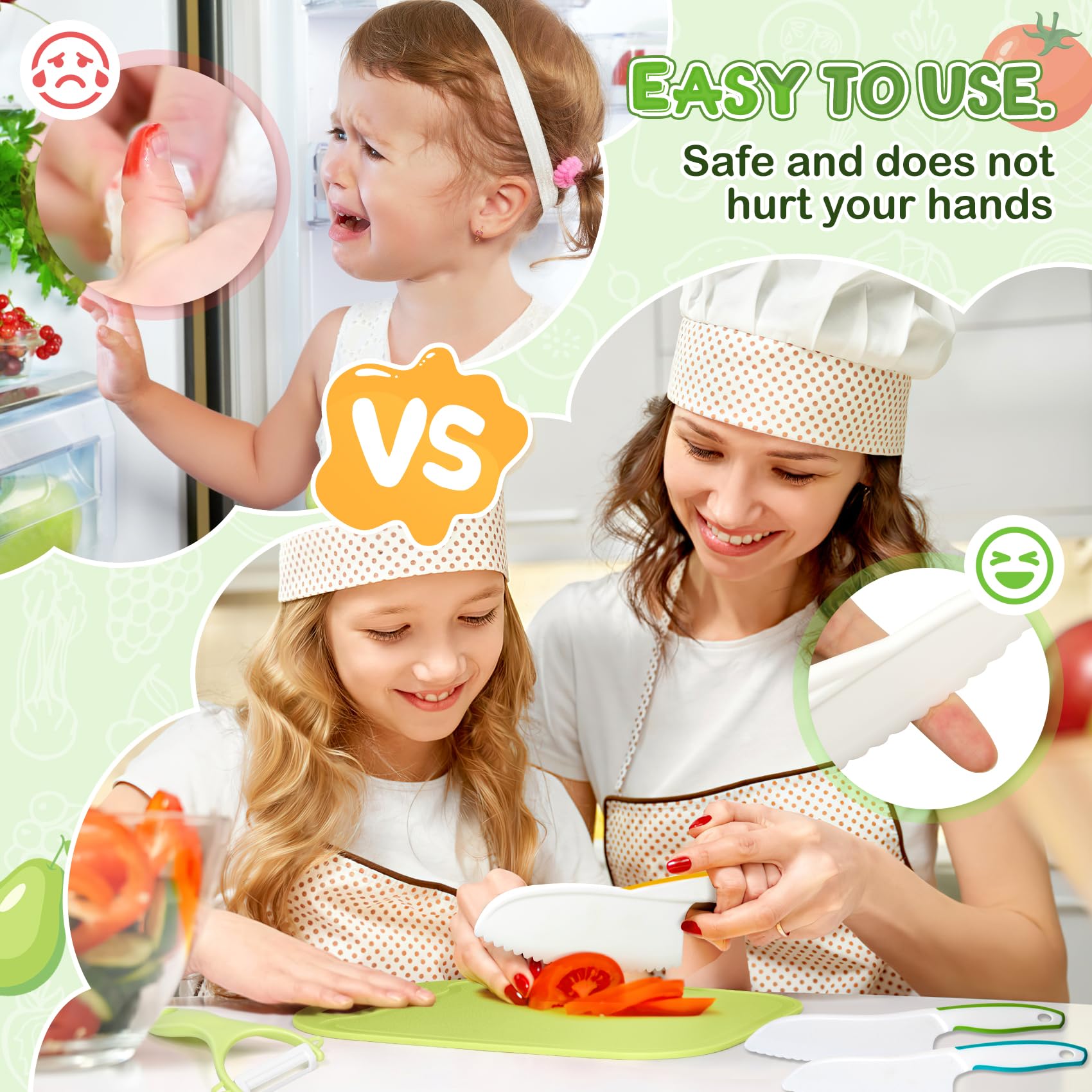 WSIANNG Couteau Cuisine pour Enfants - 29 Pièces Sécurité Couteau de Cuisine pour Enfants, Couvert Enfant Pour Cuire et Couper les Fruits, Montessori Couteau Enfant Avec Planche à Découper WSIANNG Couteau Cuisine pour Enfants - 29 Pièces Sécurité Couteau de Cuisine pour Enfants, Couvert Enfant Pour Cuire et Couper les Fruits, Montessori Couteau Enfant Avec Planche à Découper