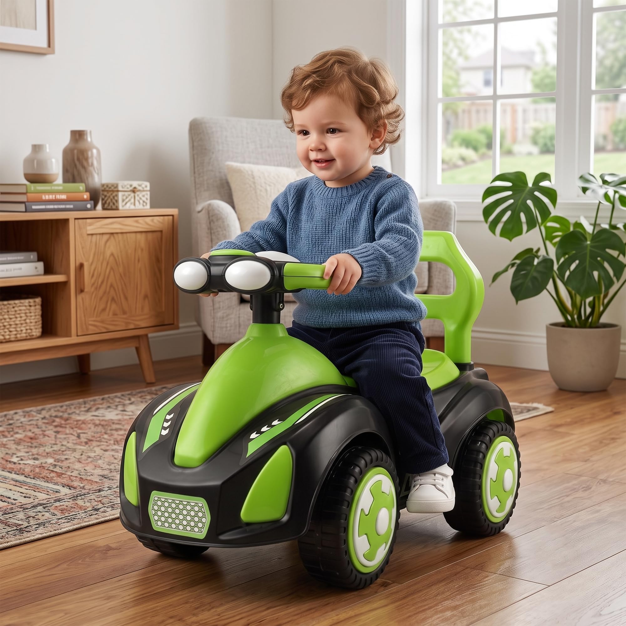 Toddler Ride On Car with Steering | Manual Ride On Vehicle for Boys & Girls Foot-to-Floor Design, Indoor Use, 4-Wheel Stability, Toddler Age Range, Push & Ride-image-42