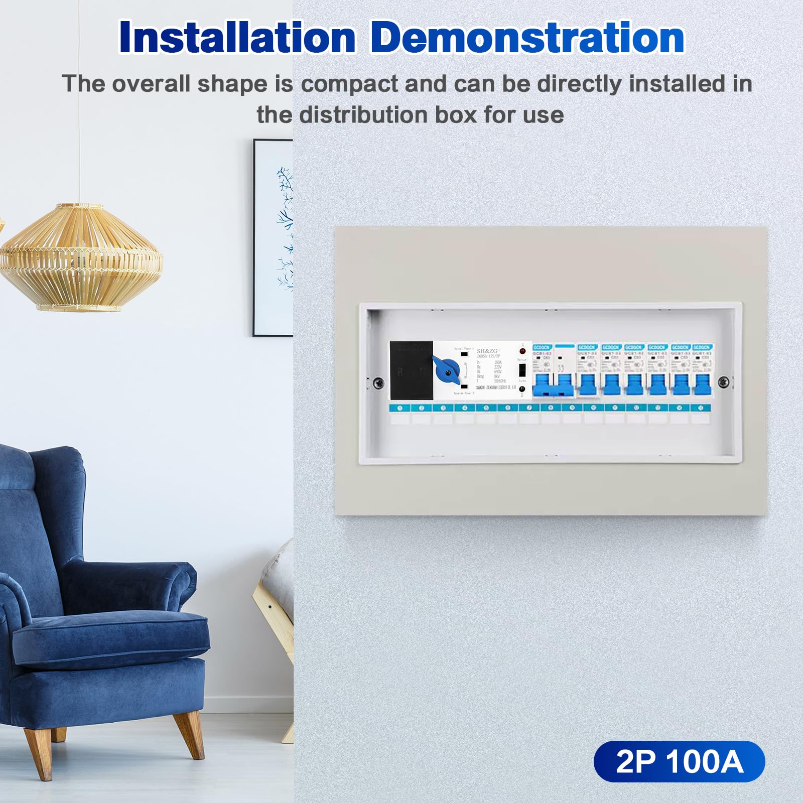 Dual Power Automatische overdrachtsschakelaar, automatische overdrachtschakelaar, automatische 220 V transferschakelaar, onderbrekingsvrije 2-weg controller, voor gemeentelijke stroom, USV, omvormers