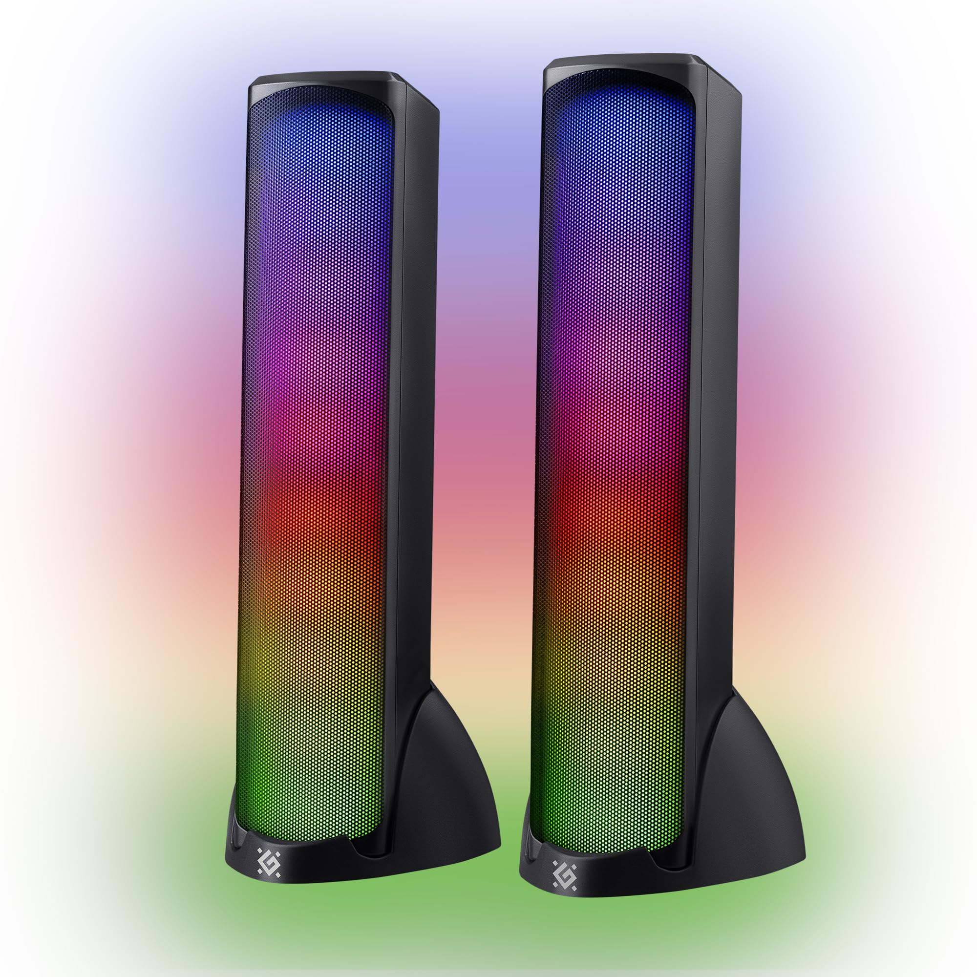 Defender SkyPulse Gaming Lautsprecher 2.0 für PC, Bluetooth 5.1 & AUX, 10W Stereo PC Lautsprecher mit RGB LED Beleuchtung, USB Powered Computer Speaker für Gaming Setup, Laptop und Desktop