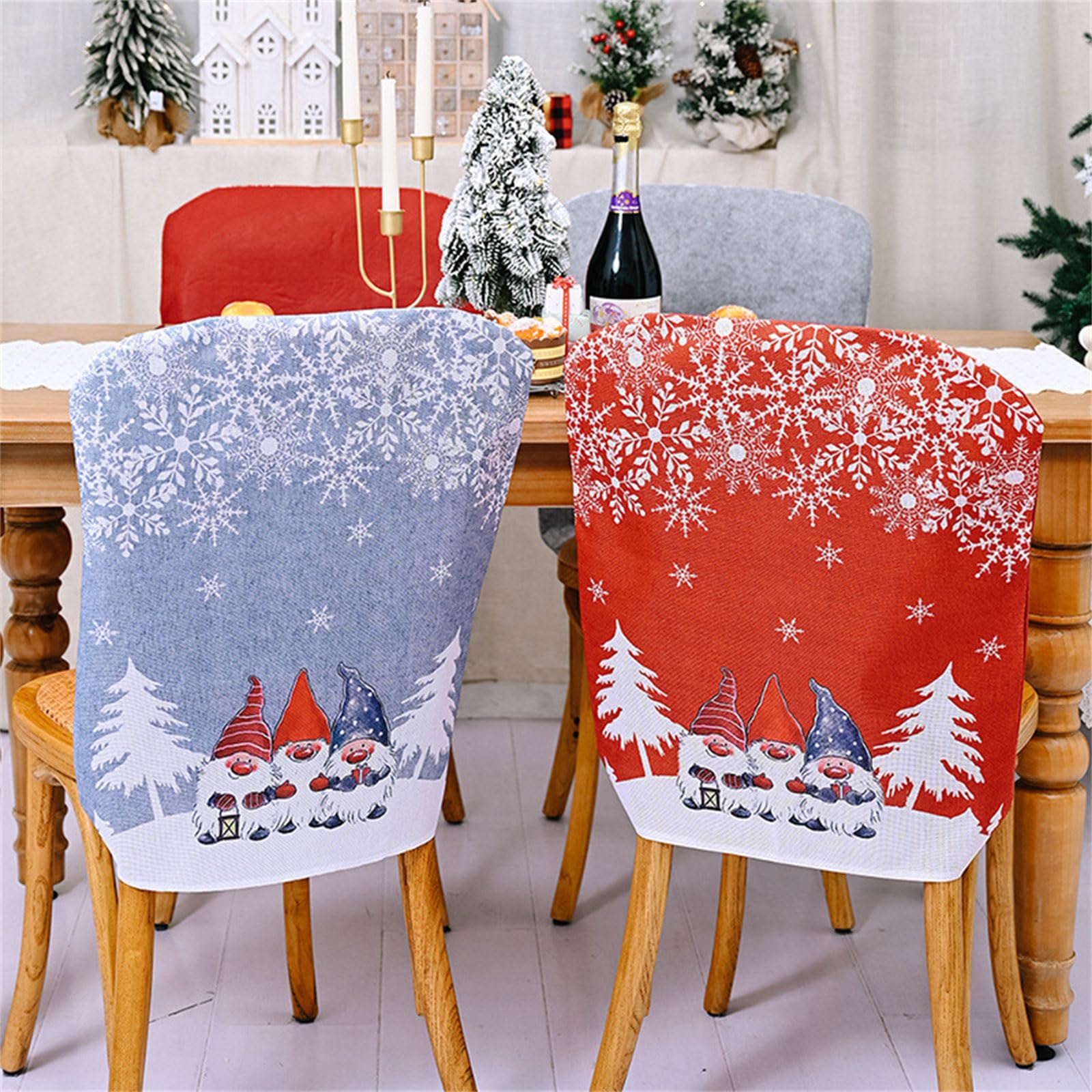 Zksbdxz 1/4Pcs Christmas Chair Back Covers Set Christmas Dining Chair Covers for Hotel Home Kitchen Christmas Party Decoration