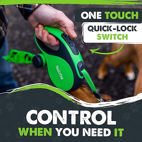 Miniatura 2 de Mighty Paw Correa retráctil con soporte integrado para bolsa de excremento  Correa retráctil de 16 pies de largo para perros pequeños, razas