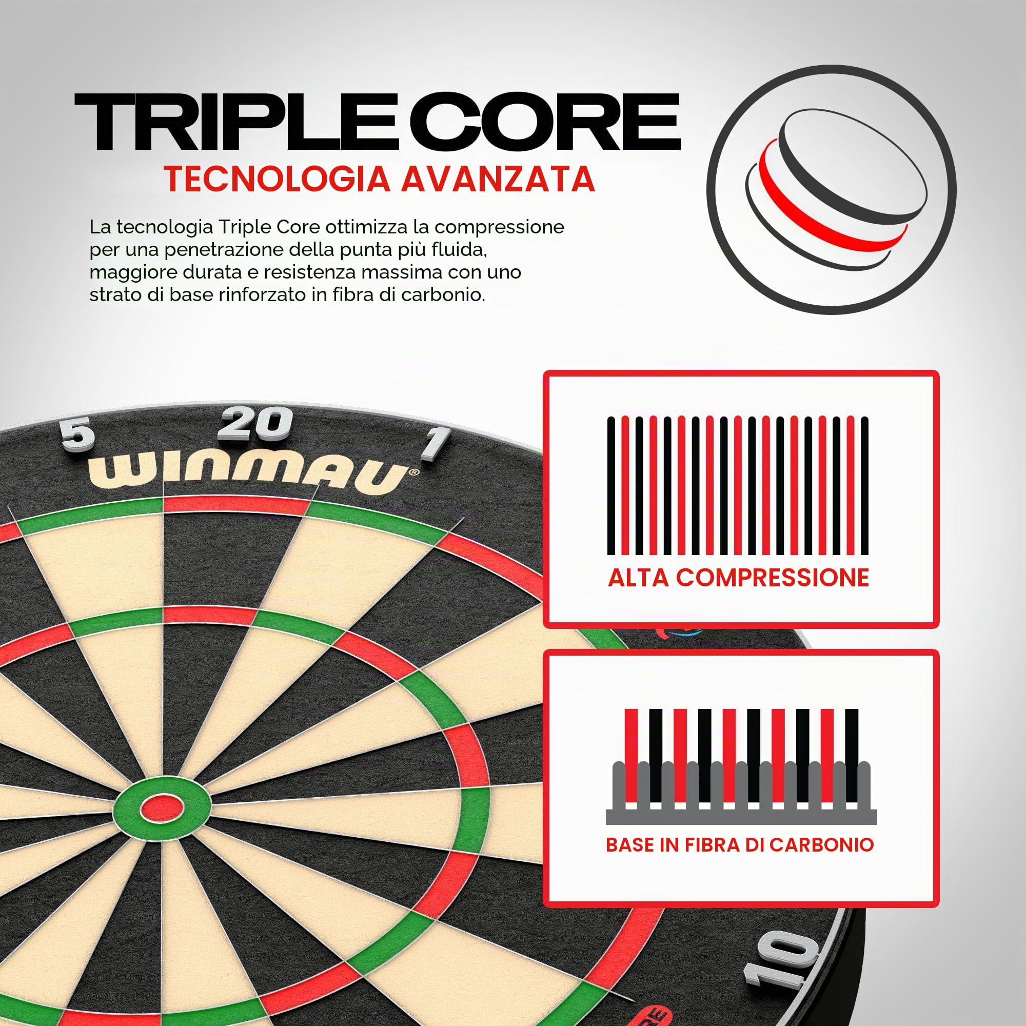 Winmau Blade 6 Triple Core Freccette Professionale Tabellone Approvato Tornei PDC Sisal Africa Orientale