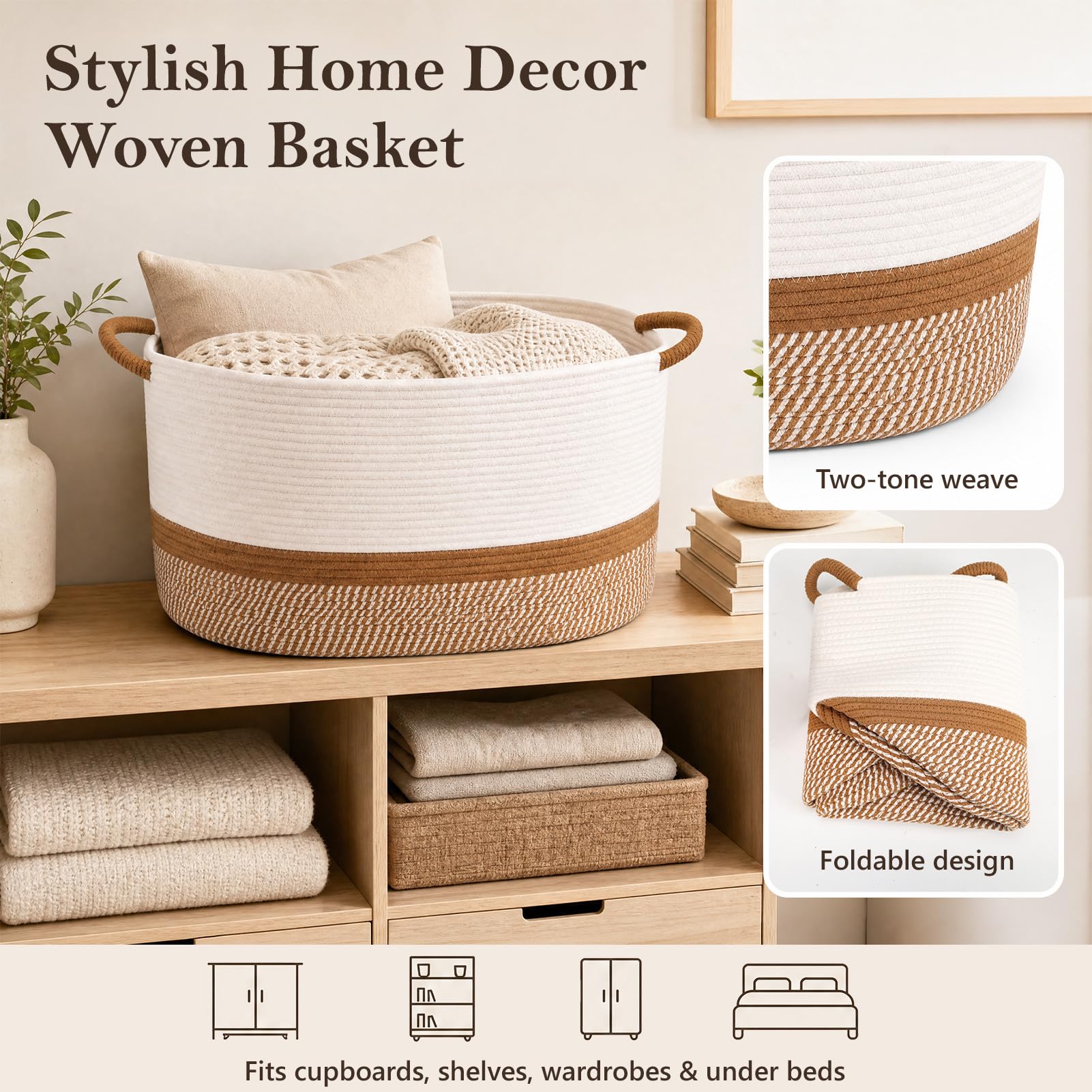 Cesto portabiancheria in tessuto da 70 l, 55 x 40 x 32 cm, ideale per vestiti, coperte, giocattoli e articoli per la casa. Perfetto per soggiorno, camera da letto o asilo nido