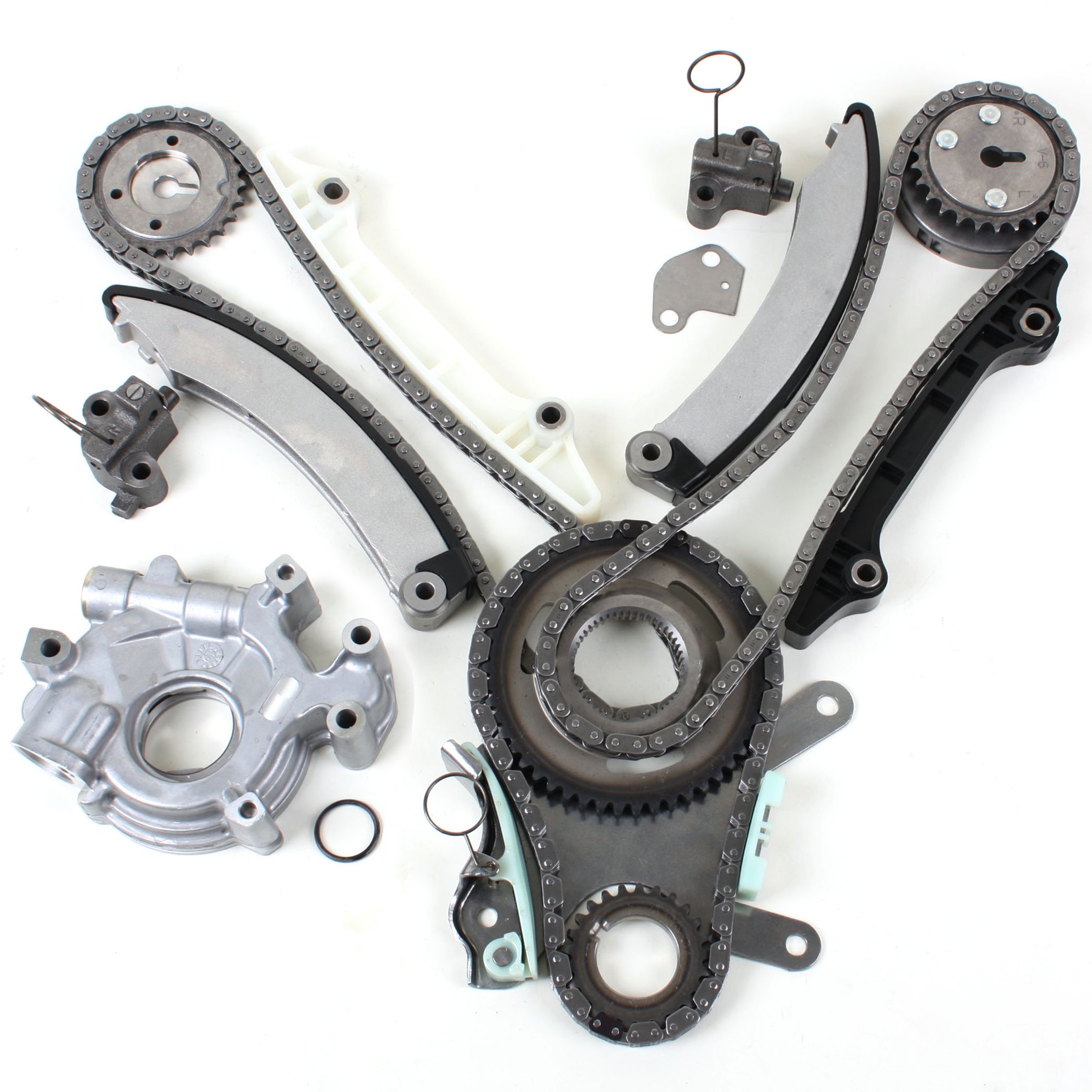 CNS Timing Chain Kit and Oil Pump Set Compatible with 02-03 DODGE JEEP 3.7L (3704cc) SOHC V6 12V, JTEC SYSTEM