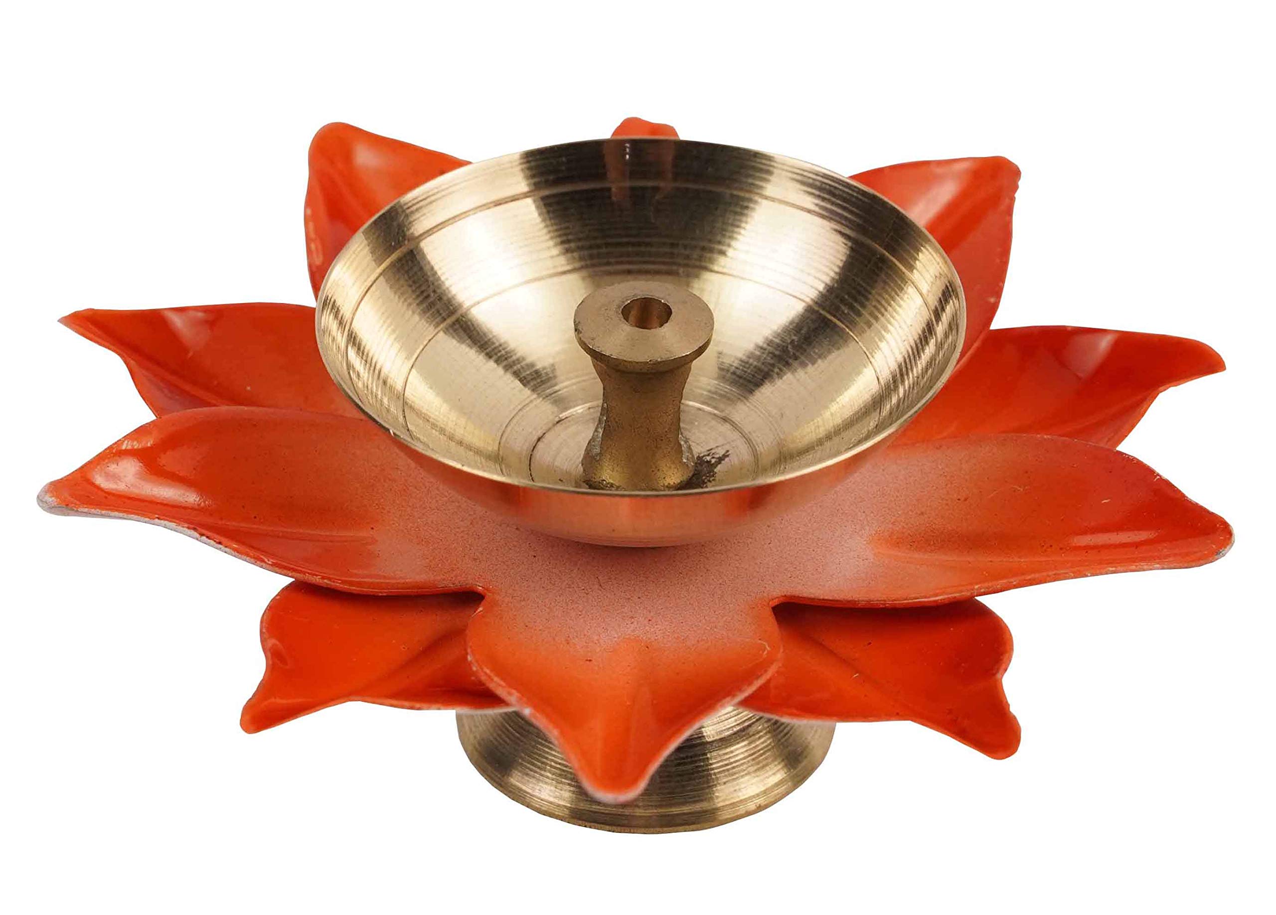 IBA Indianbeautifulart Brass Antique Lotus Diya Small Oil Lamp for Home Temple Decorative Jyot 3.5cm Long -d