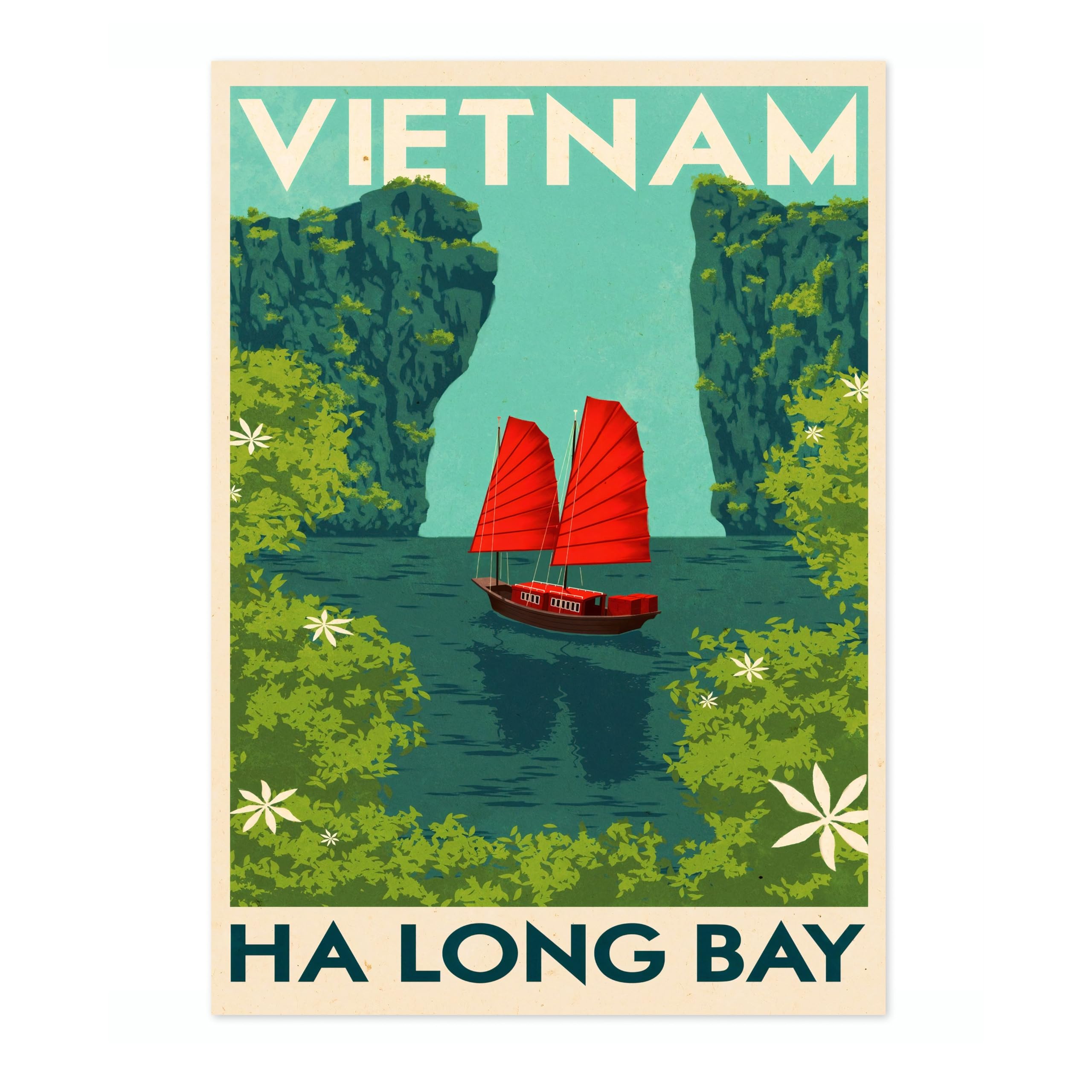 Animato Ha Long Bay, Vietnam Vintage Travel Poster, Retro Tourism Print, Popular Attractions Around The World