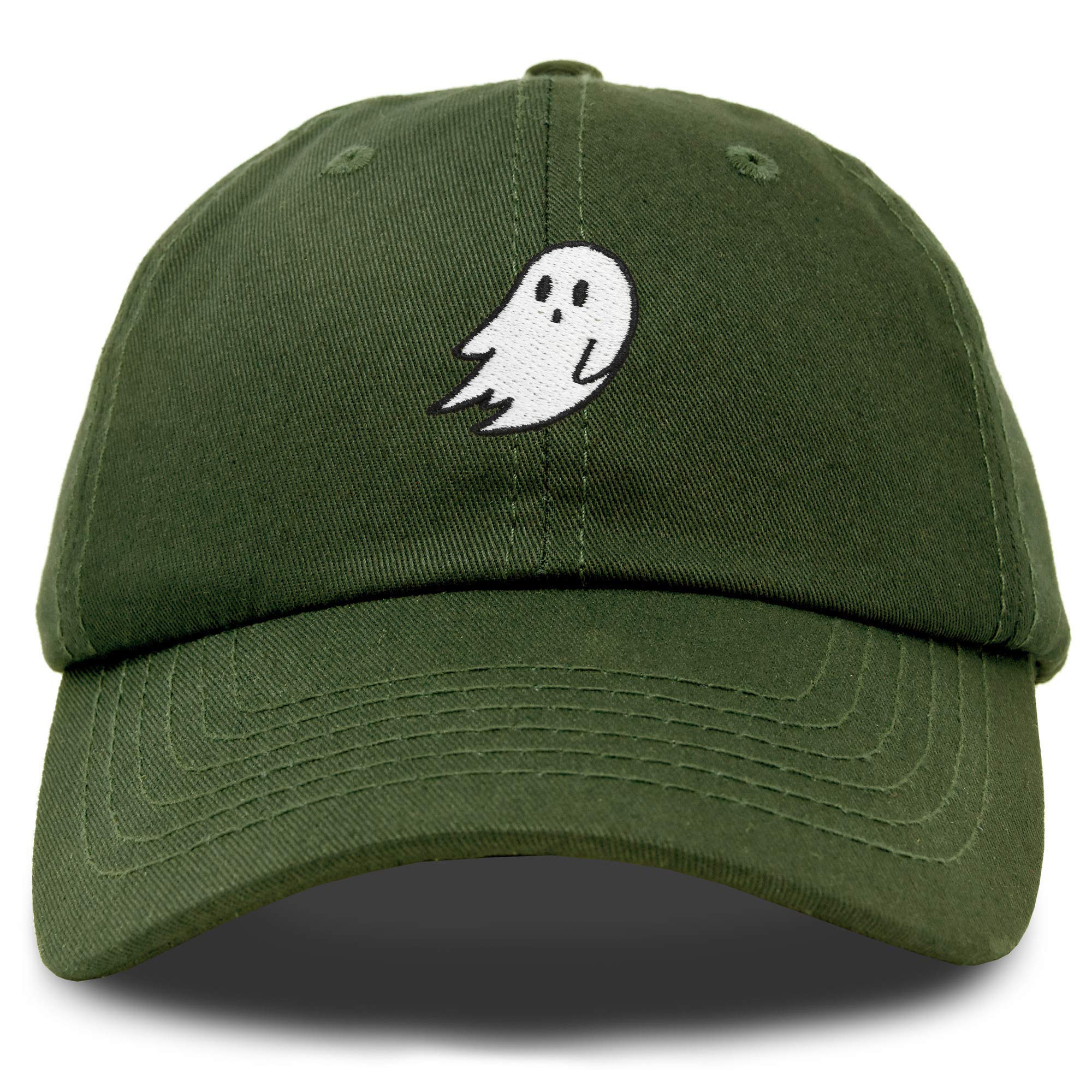 DALIX Ghost Embroidery Dad Hat Baseball Cap Cute Halloween, Olive, One Size