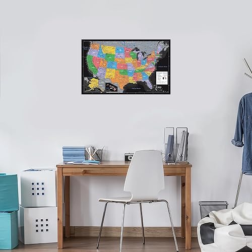 Miniatura 6 de Paquete de 2 pósteres laminados de mapa del mundo y mapa de Estados Unidos, mapa de pared del mundo y Estados Unidos, fabricado en los Estados