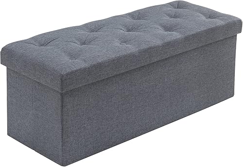 BRIAN & DANY Otomana de 43 pulgadas con almacenamiento, banco otomano de almacenamiento de lino, almacenamiento otomano plegable para dormitorio y disponible en Yaxa Mexico