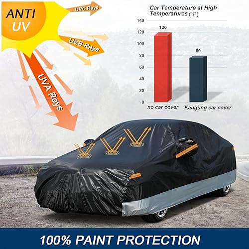 Miniatura 4 de Kaugung Funda de automóvil para SUV de 191 a 201 pulgadas, cubierta exterior completa impermeable para todo tipo de clima, protección contra el sol