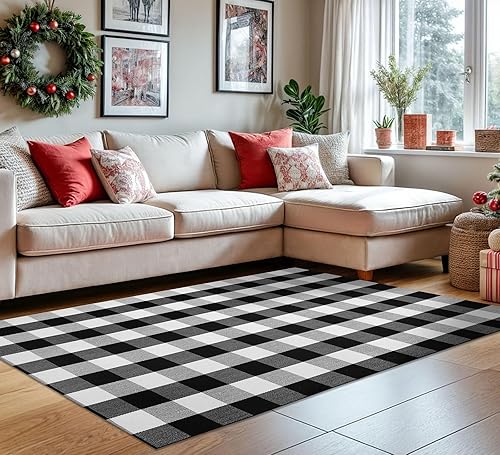 Miniatura 7 de Alfombrilla de algodón de cuadros escoceses, alfombra a cuadros escoceses