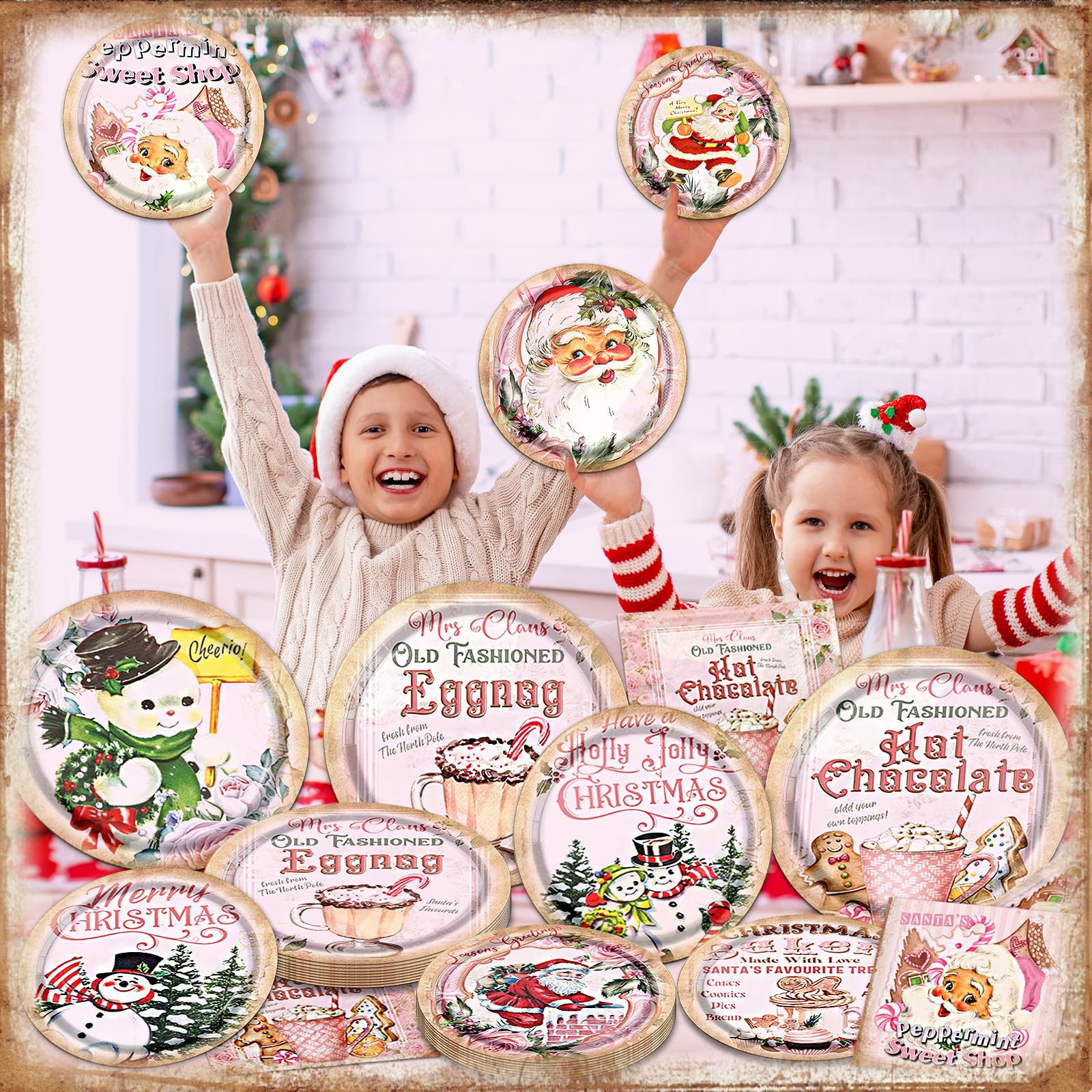 HAKOTI Weihnachtsteller & Servietten-Set – 60 Teile Für Bis Zu 20 Gäste, Festliches Design, Wasserfest & Praktisch Zum Wegwerfen