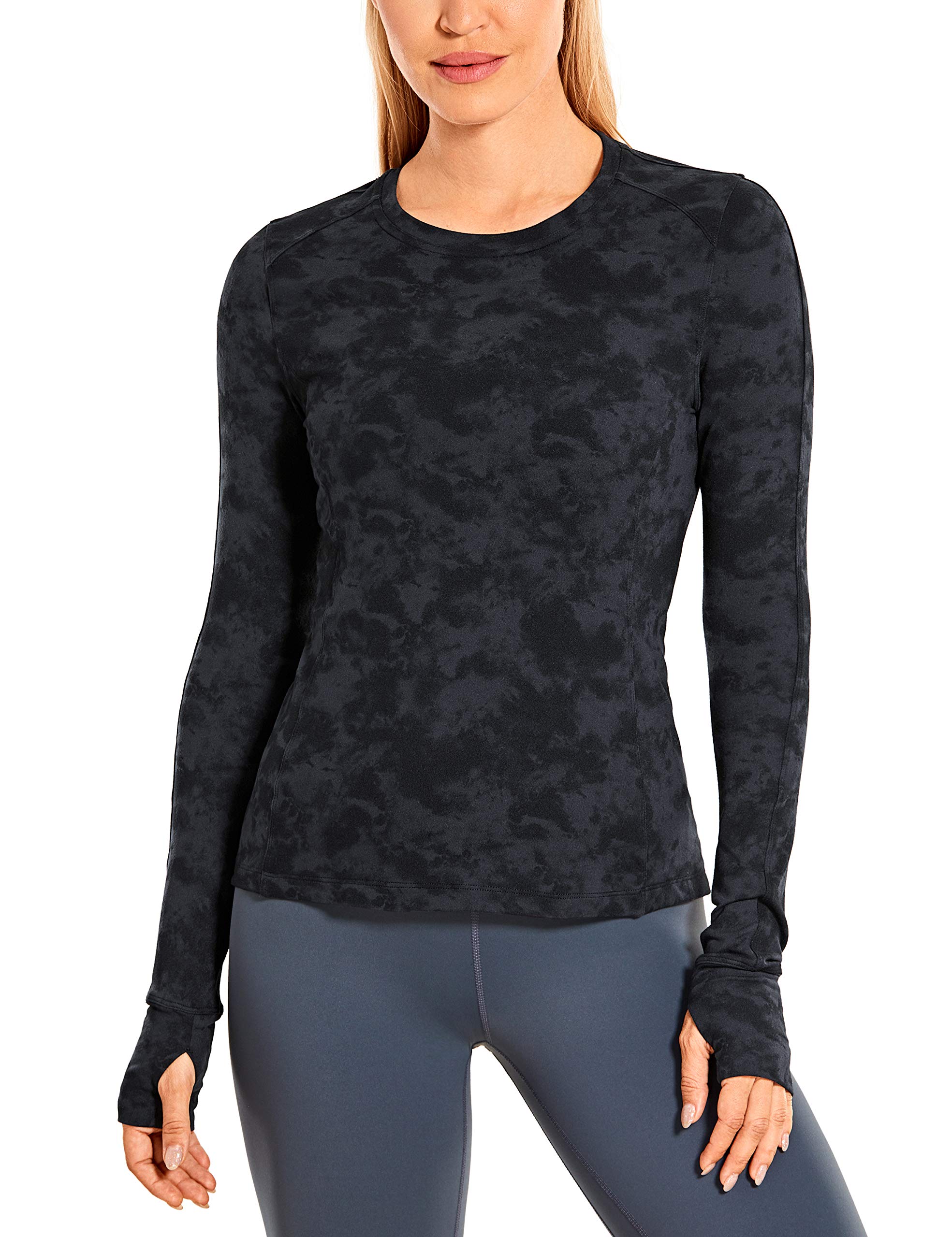 CRZ YOGAWomen's Long Sleeve Running Shirt Athletic Workout Top with Thumb Holes