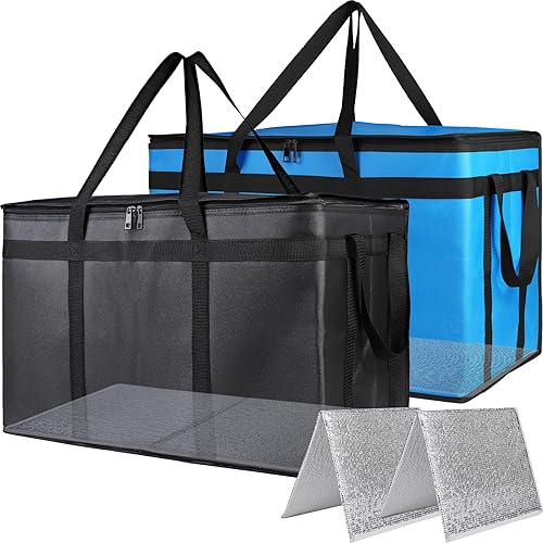 Miniatura 7 de Bodaon Paquete de 2 bolsas aisladas para entrega de alimentos, bolsa aislante de alimentos para alimentos fríos y calientes, calentamiento