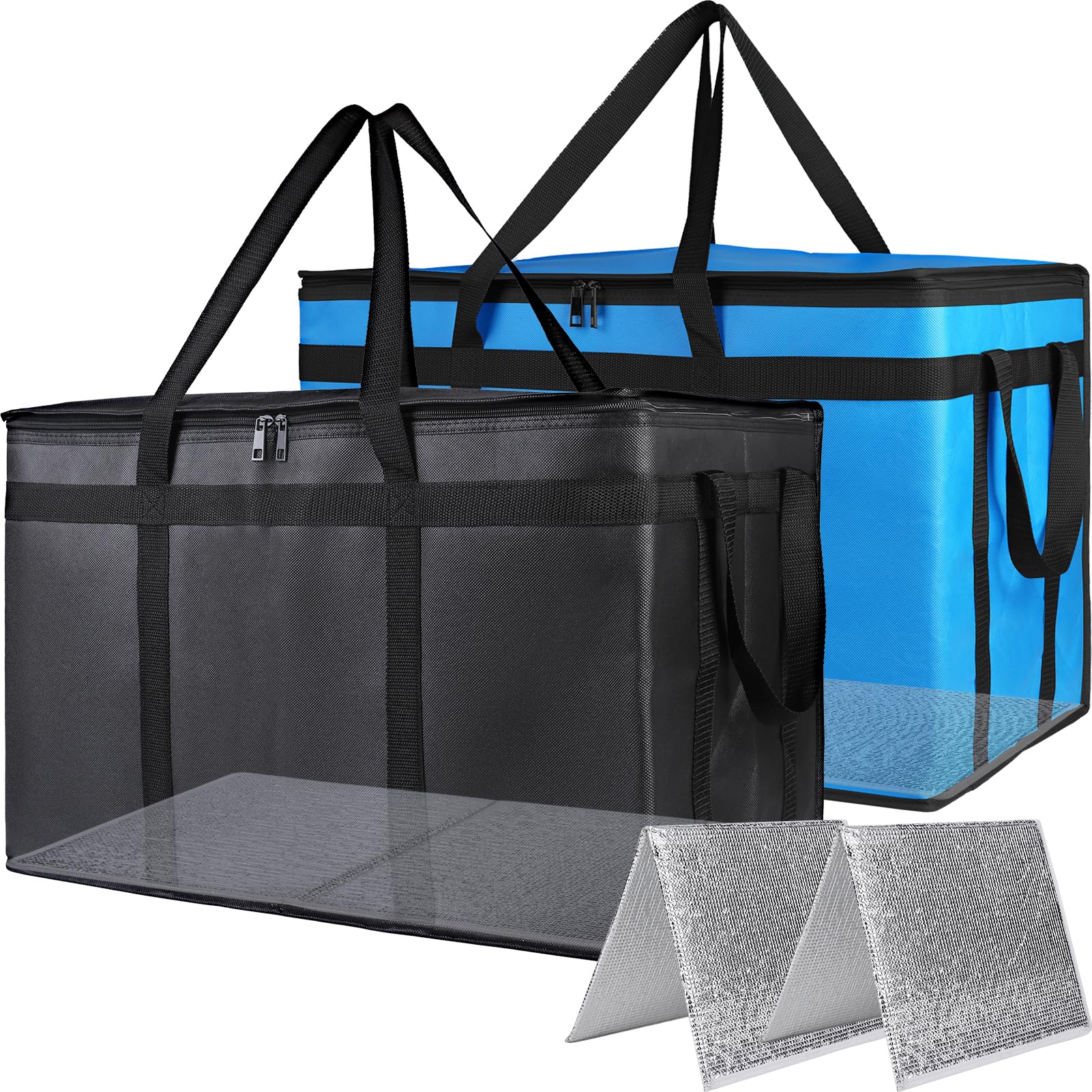 Bodaon 2PK Cooler Insulated Food Delivery Bag with Bottom for Delivery Drivers, XXX-Large Thermal Bags for Catering/Hot Pizza, Travel/Camping/Picnic