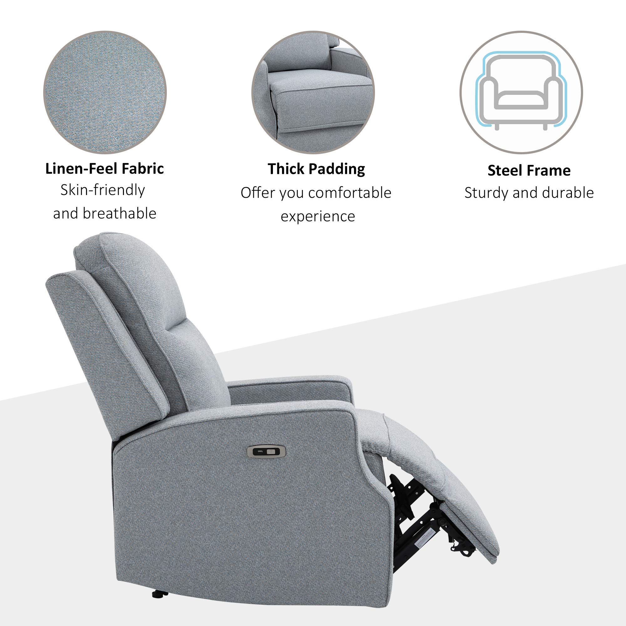 Electric Power Wall Hugger Recliner Chair Armchair Sofa with