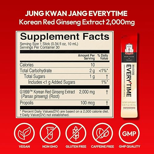 Miniatura 8 de JUNG KWAN JANG Extracto de ginseng rojo coreano Everytime 2000mg y aumento de energía  Suplementos energéticos, suplemento de ginseng, comida