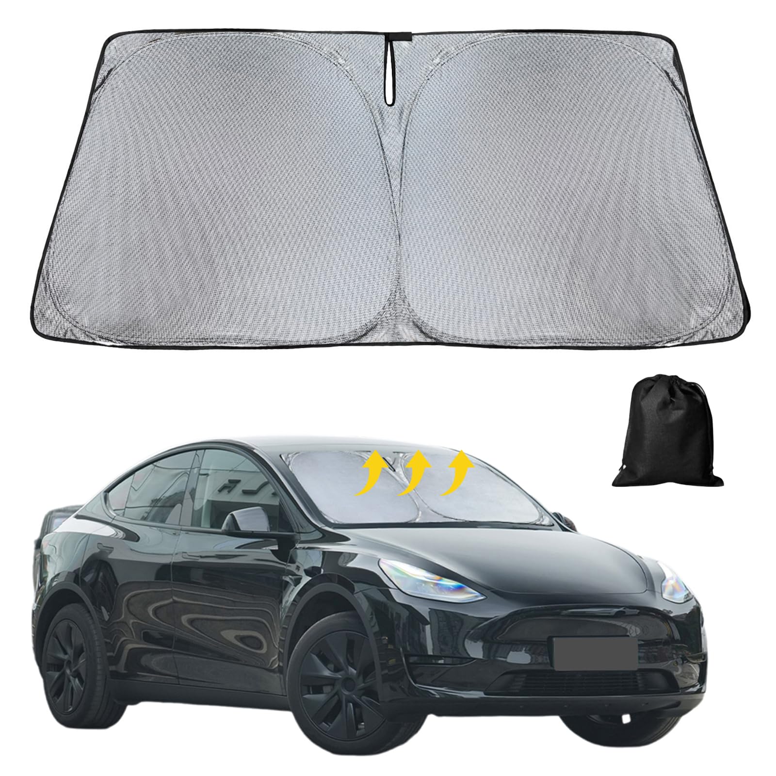 Compatible with Windshield Sunshade Folded Front Windshield Sunshade Ice Crystal Nano Cover forTesla Model Y 2016 2017 2018 2019 2020 2021 2022 2023