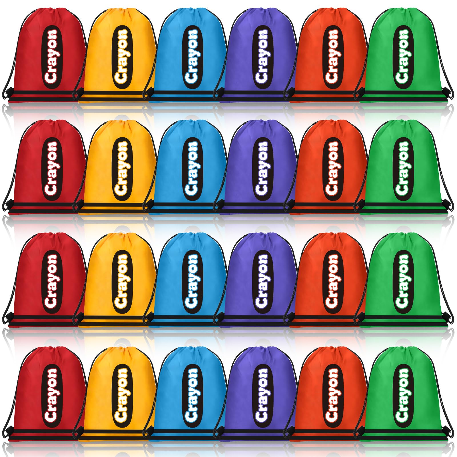 Sweetude 24 Pcs Crayon Drawstring Bags Large 16.1 x 12.6 Inch Gift Goodie Backpack for Party Favor