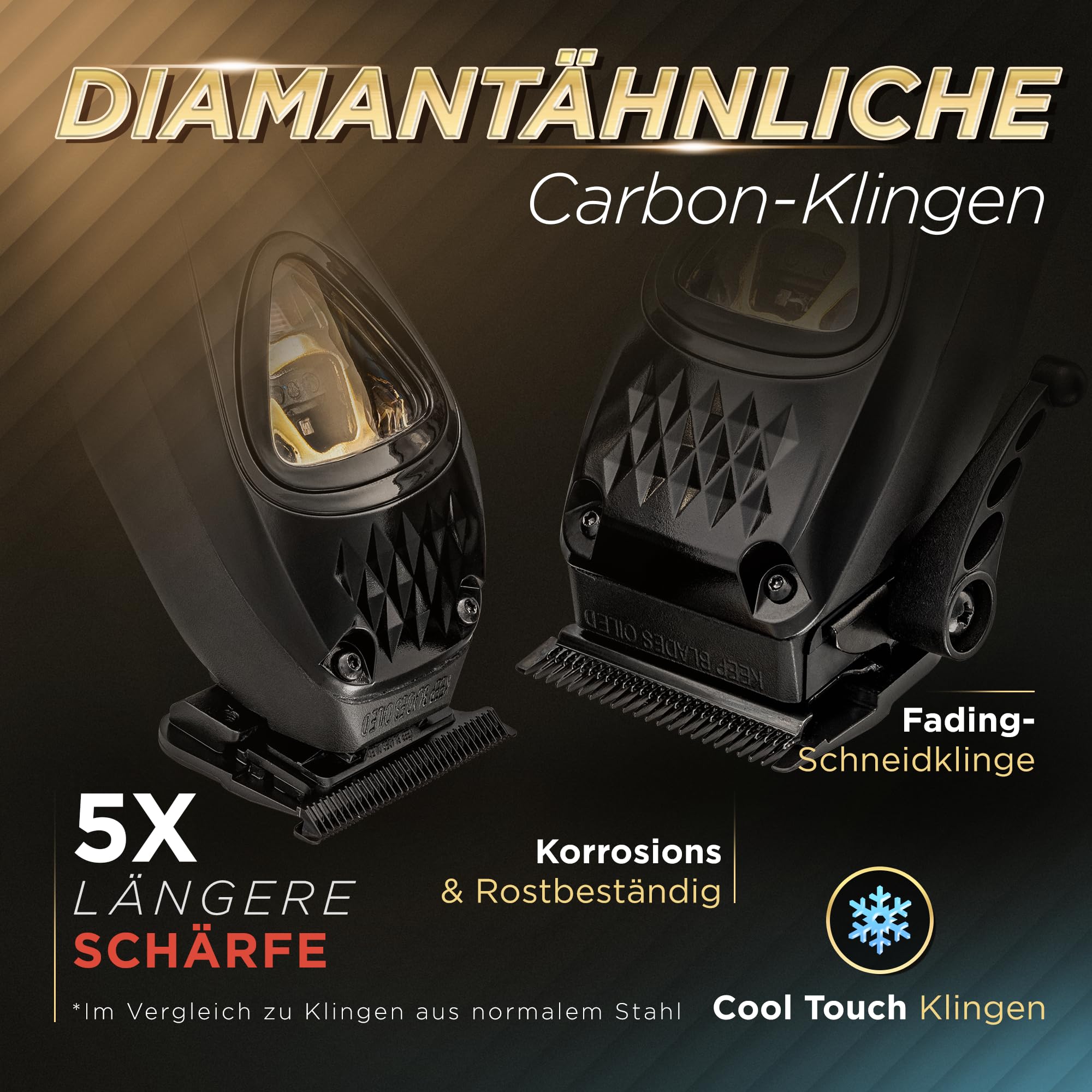 Fagaci Haarschneidemaschine und Trimmer, DLC Klingen, Vektormotor 12000 RPM | Für intensive Nutzung ausgelegt, 2x Lebensdauer, DLC-beschichtete Klingen, extreme Schärfe, Präziser, müheloser Schnitt