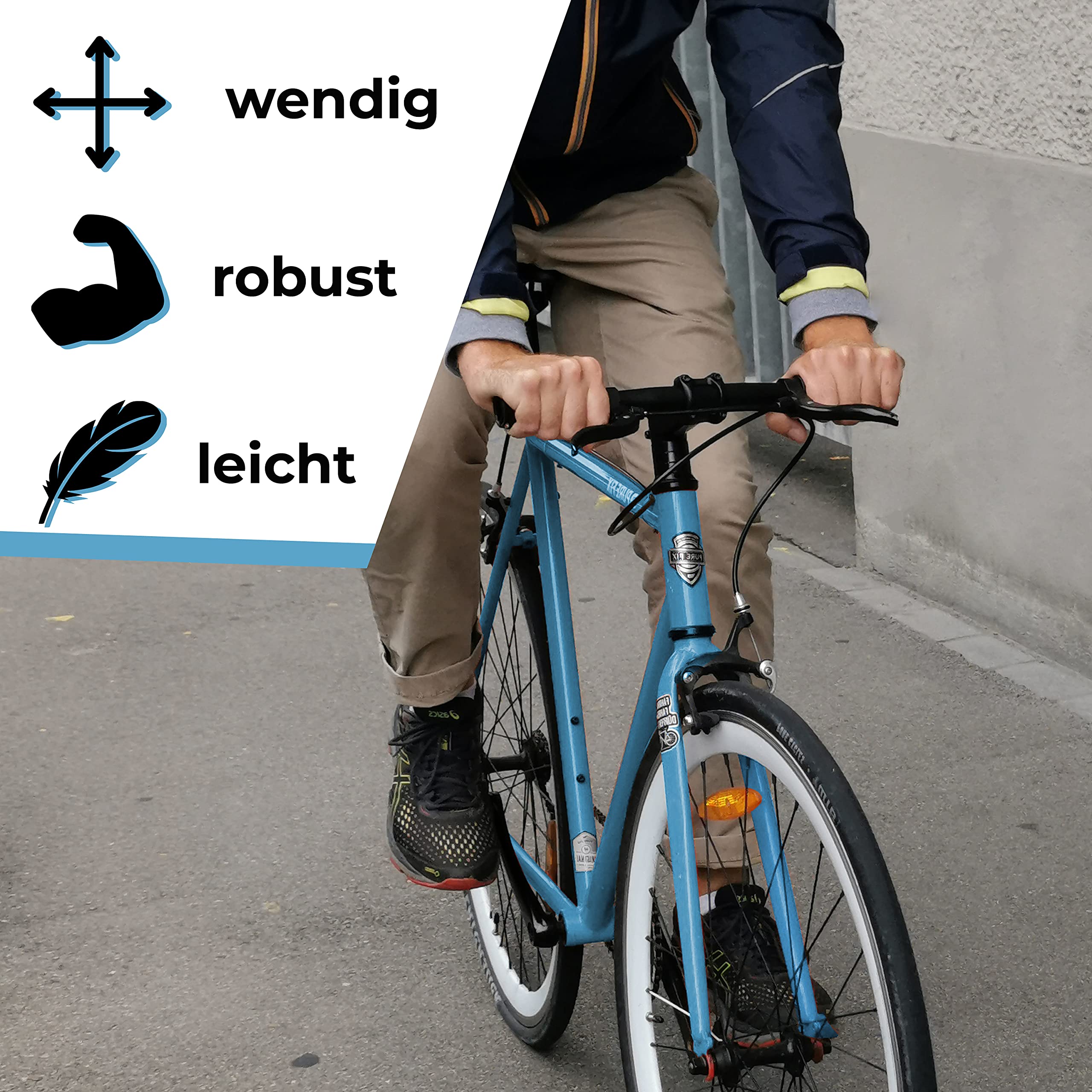 LOEVELOSI SingleSpeed Lenker Flach Weiß 38 cm Kurz Aluminium Flatbar Lenkerstange für Fixie Single Speed Bikes Fahrradlenker Gerade Fixy Handlebar :