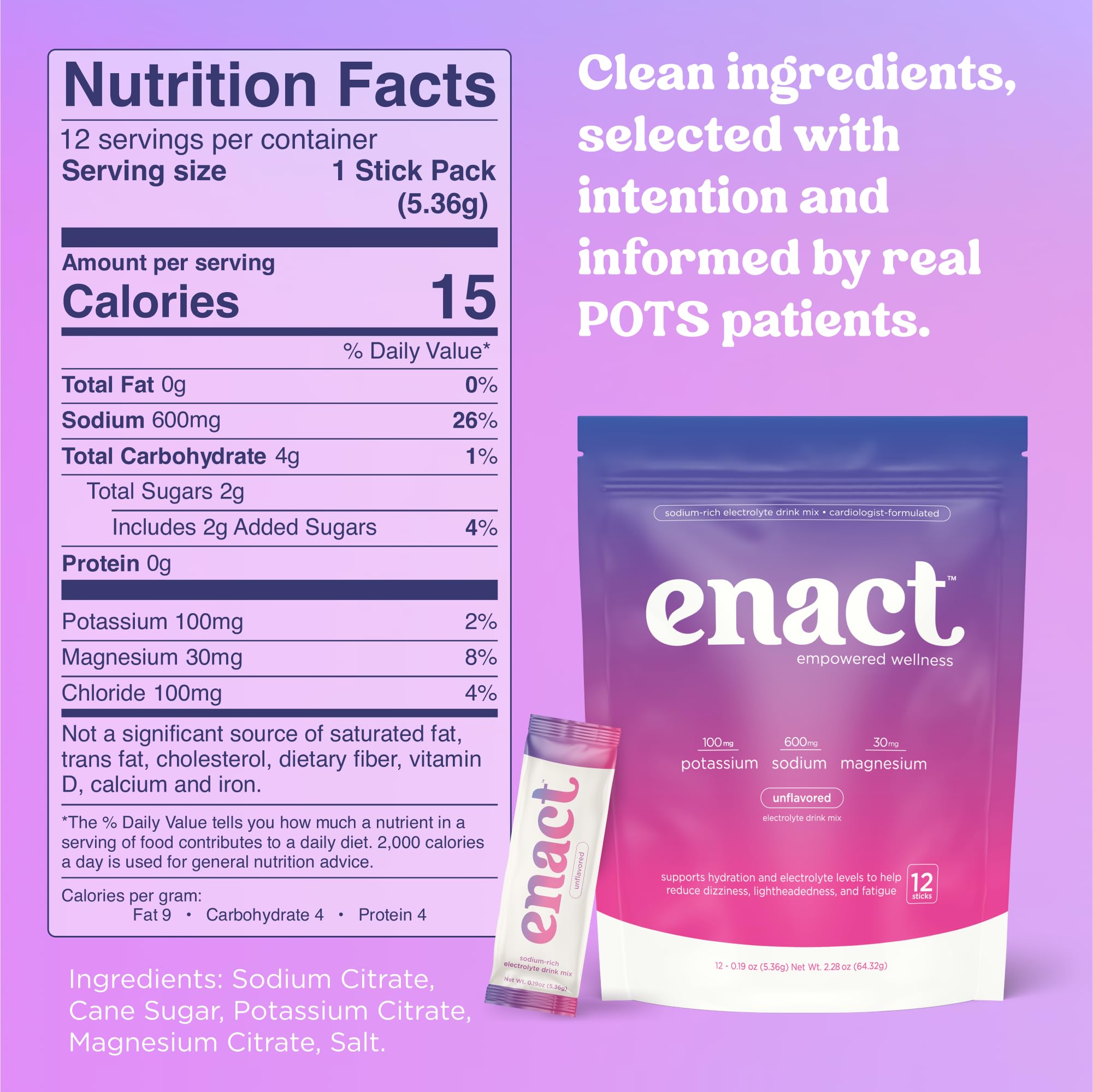 Enact Electrolyte Powder for POTS, Unflavored, High Sodium, 12 Count — Amazon image 9