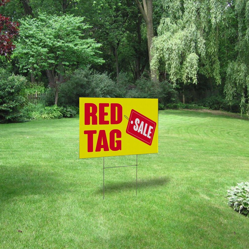Weatherproof Yard Sign Red Tag Sale Outdoor Advertising Printing B Lawn Garden 18x12 Inches 2 Sides Print