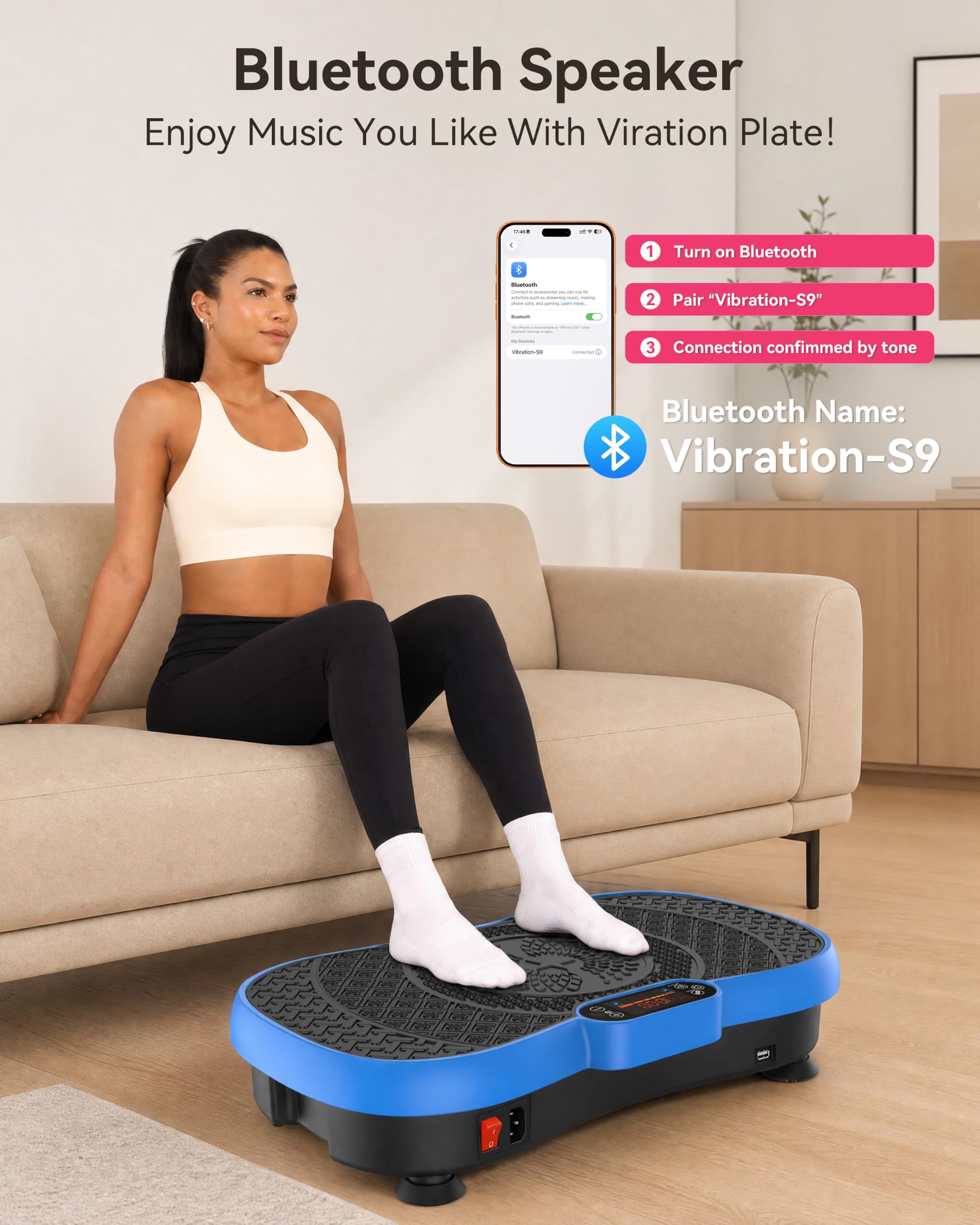 Pedana Vibrante, Vibration Plate Burever 180W, 200 Livelli di Intensità con 5 Programmi Preimpostati, Pedana Vibrante Per Allenamento Completo Con 2 Bande Elastiche E Telecomando