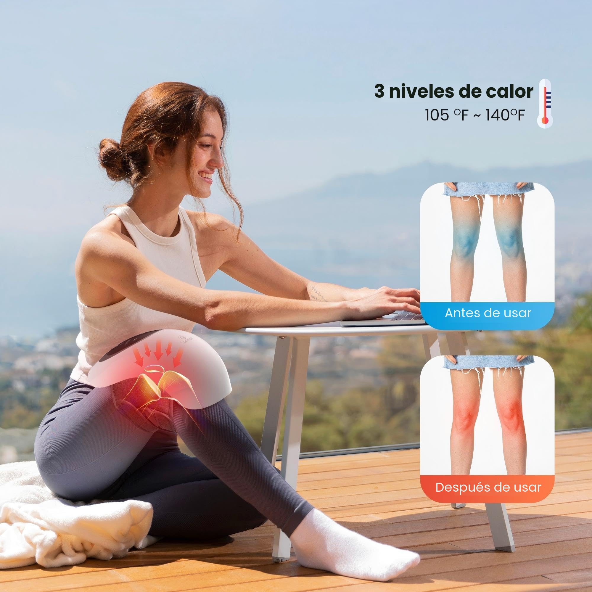 COMFIER Masajeador de Rodilla Inalámbrico con Calor, Masaje Rodilleras por Vibración, Rodillera Calentable con Pantalla LED Grande, Correas Ajustables, Regalo para Hombres y Mujeres