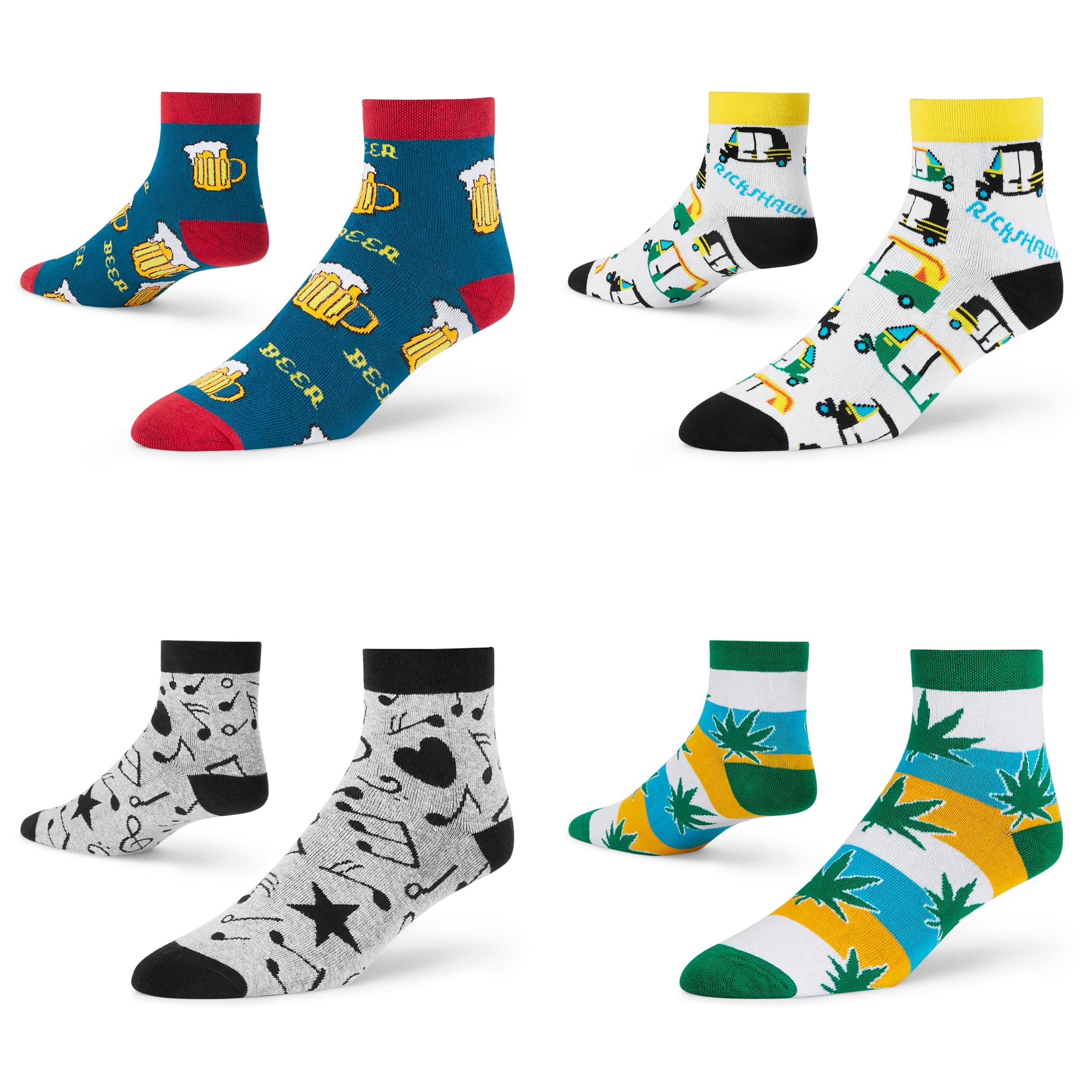 Men's and Women's Combed Cotton Ankle Length Socks (Pack of 4) (Multicolour, Free Size)