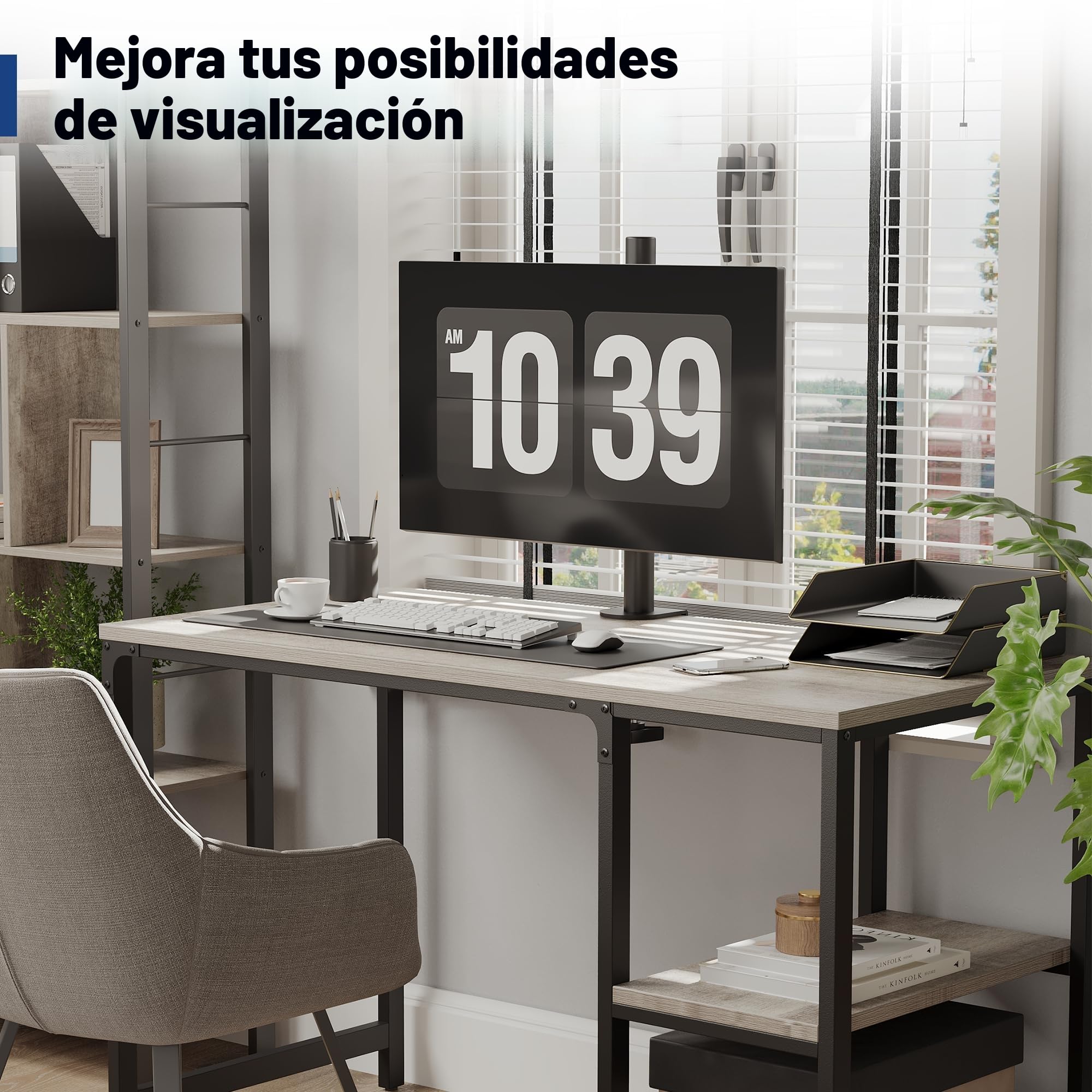 BONTEC Soporte Monitor Único 13-34 Pulgadas, Ajuste de Movimiento Completo, Compatibilidad VESA 75x75/100x100mm, Capacidad de 10kg, Ergonomía Mejorada, Opciones de Instalación Dual