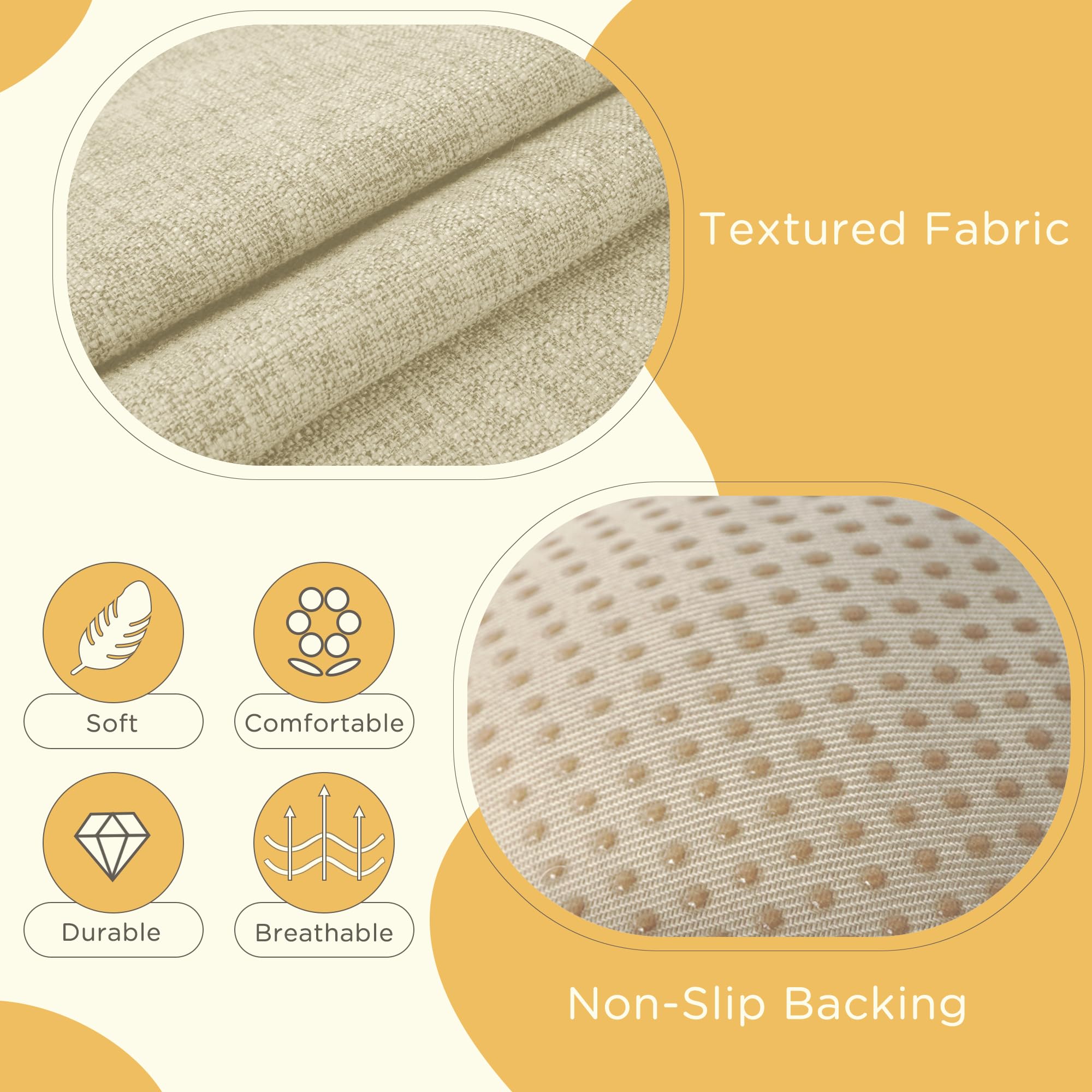 Coussin de chaise à bascule d'intérieur extra large, dossier haut, antidérapant, texturé, avec attaches pour fauteuil à bascule en bois, 50,8 x 50,8 cm, blanc