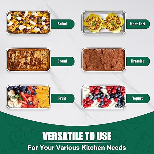 Miniatura 4 de P&P CHEF Juego de mini moldes para pan, 4 moldes pequeños para pan, 6.3 x 3.5 pulgadas de acero inoxidable para pan casero, pastel de carne,