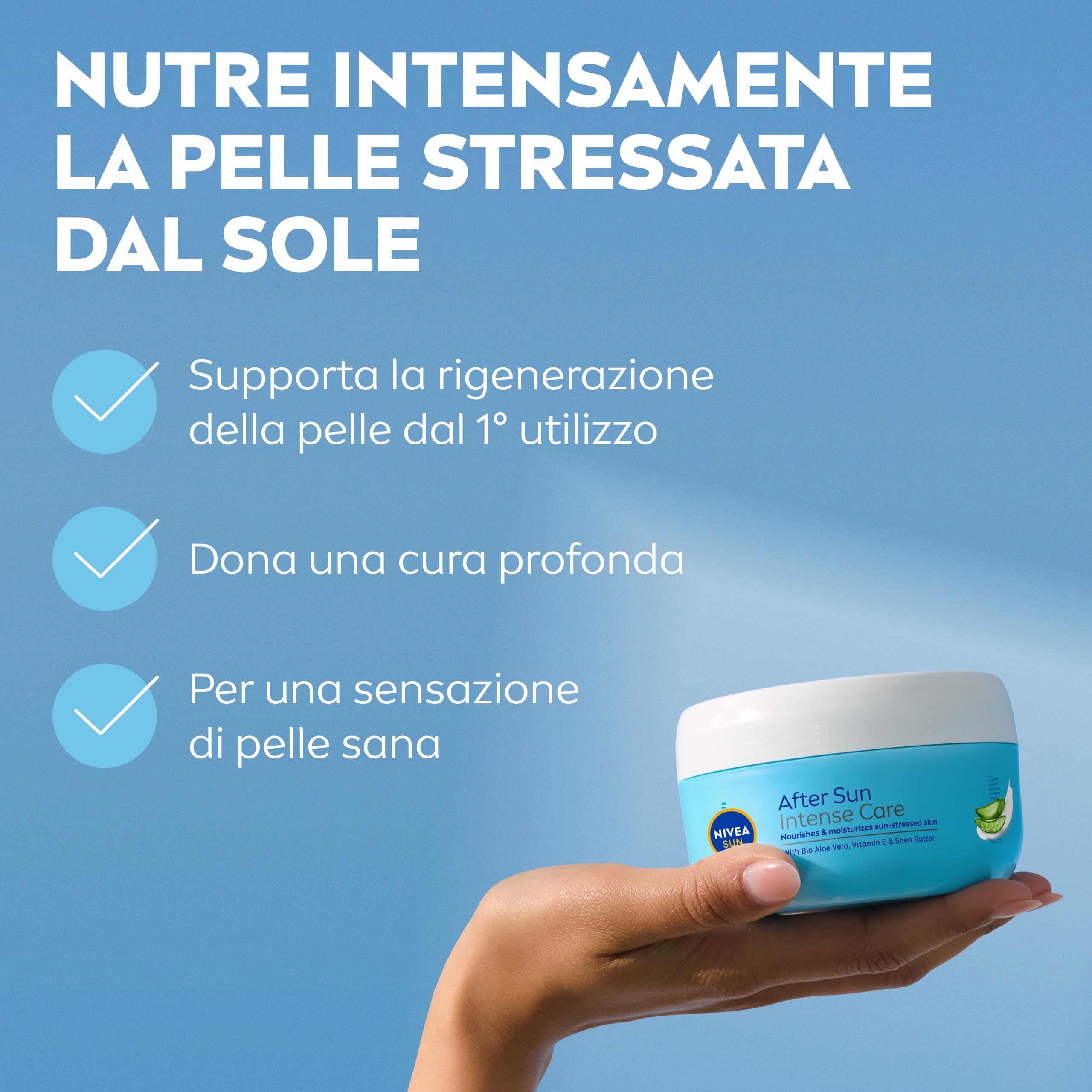 NIVEA SUN Crema Doposole Rigenerante Intensiva 300 ml, Dopo sole idratante 48h, Aloe Vera Bio, Vitamina E, Burro di Karité