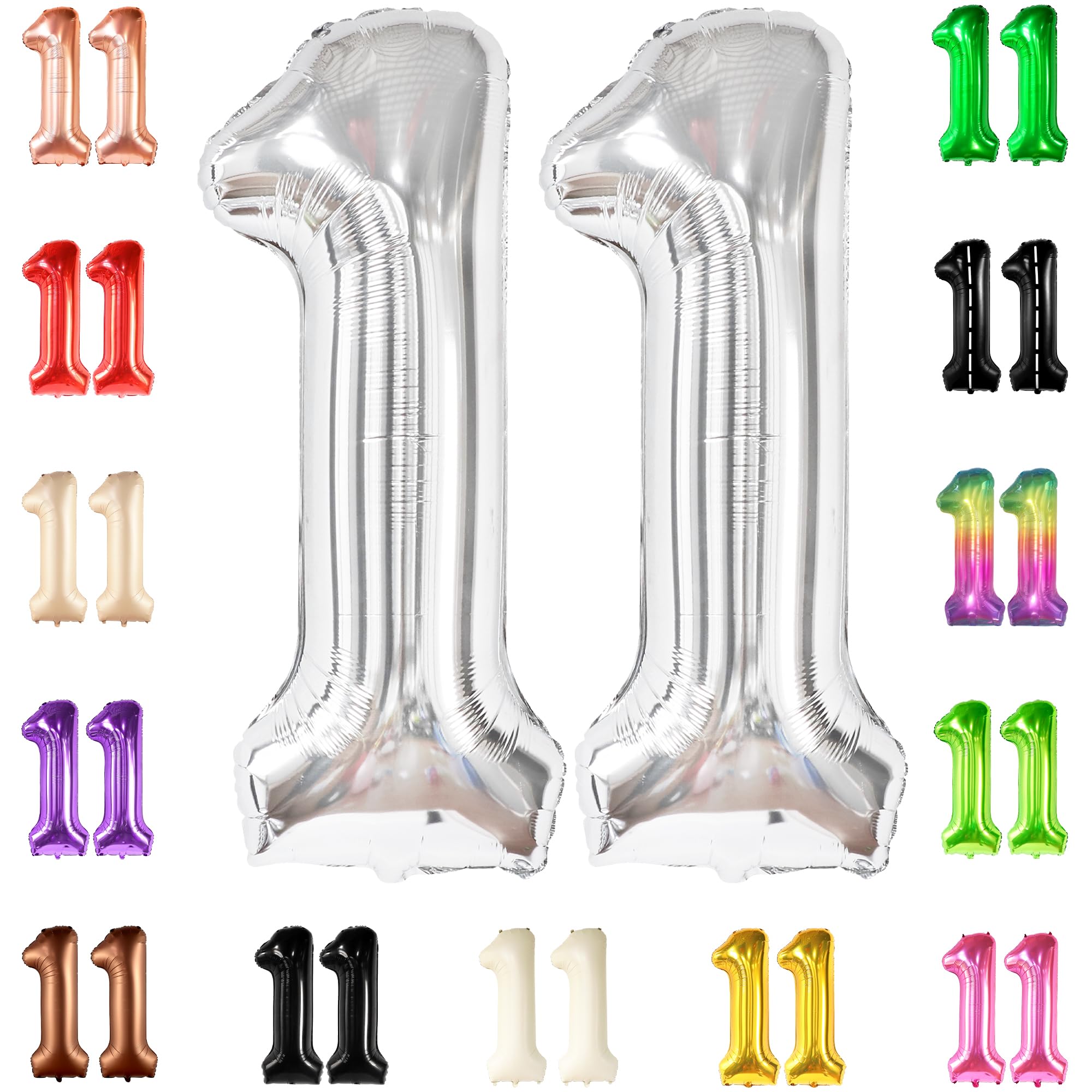 KatchOn, Silver Number 11 Balloon - Giant, 40 Inch | 11 Birthday Balloon for 11th Birthday Decorations for Boys & Girls