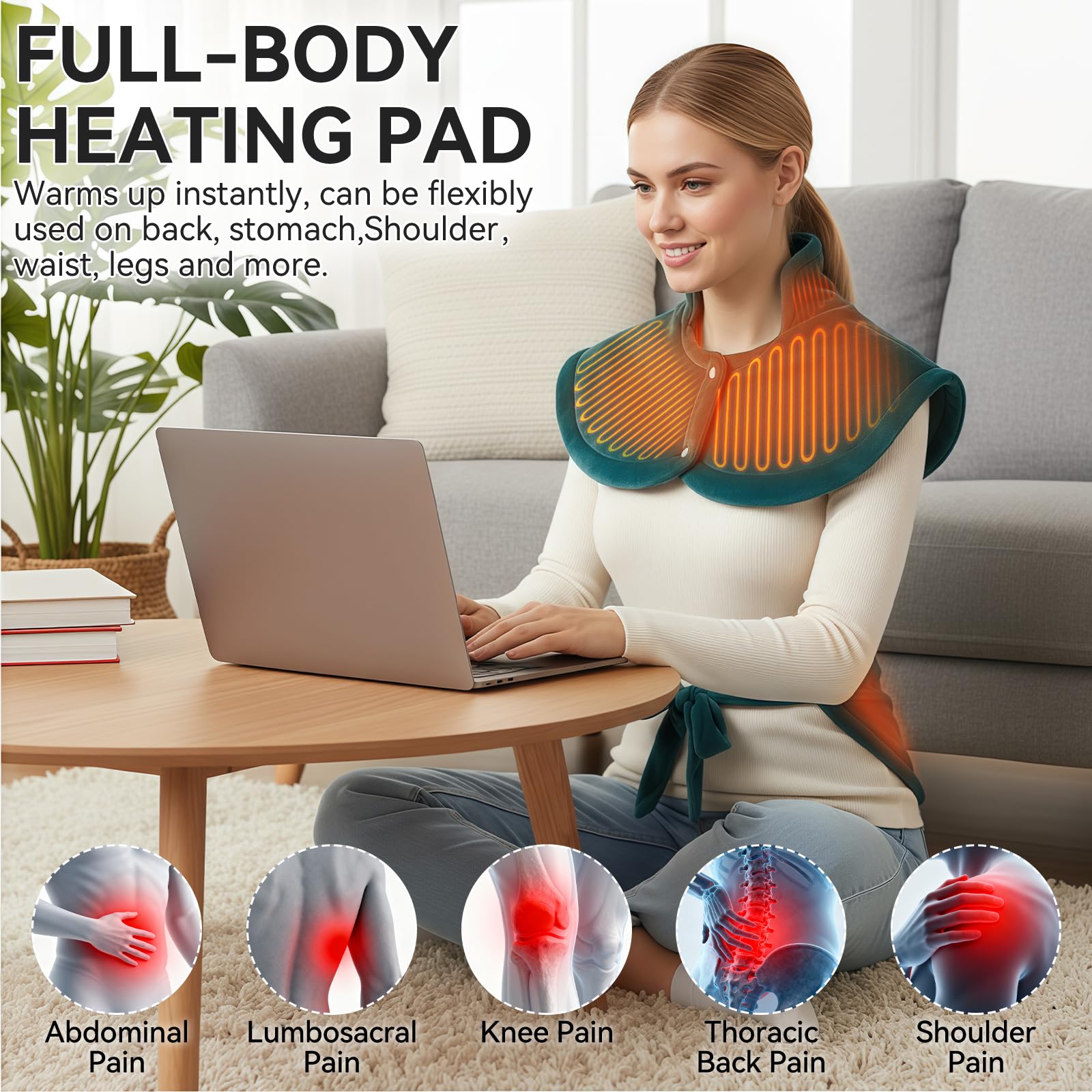 Lumbar Manta Electrica Espalda Y Cuello 60*85Cm – Apagado Automático De La | Este manta electrica espalda y cuello con apagado automático está diseñado con la última tecnología, cuenta con 9 niveles.