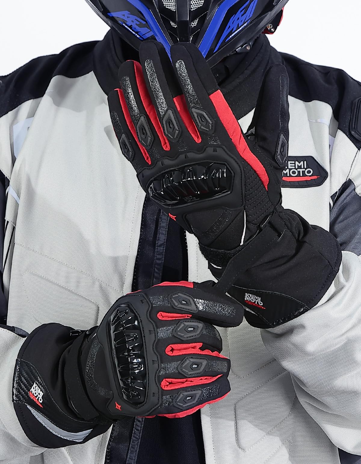 KEMIMOTO Guanti Moto Invernali, Guanti da Moto Termici Uomo Donna con Touch Screen e Impermeabile Protezione, Adatti da 0°C a 5°C, Ideali per Motociclismo a Ciclismo