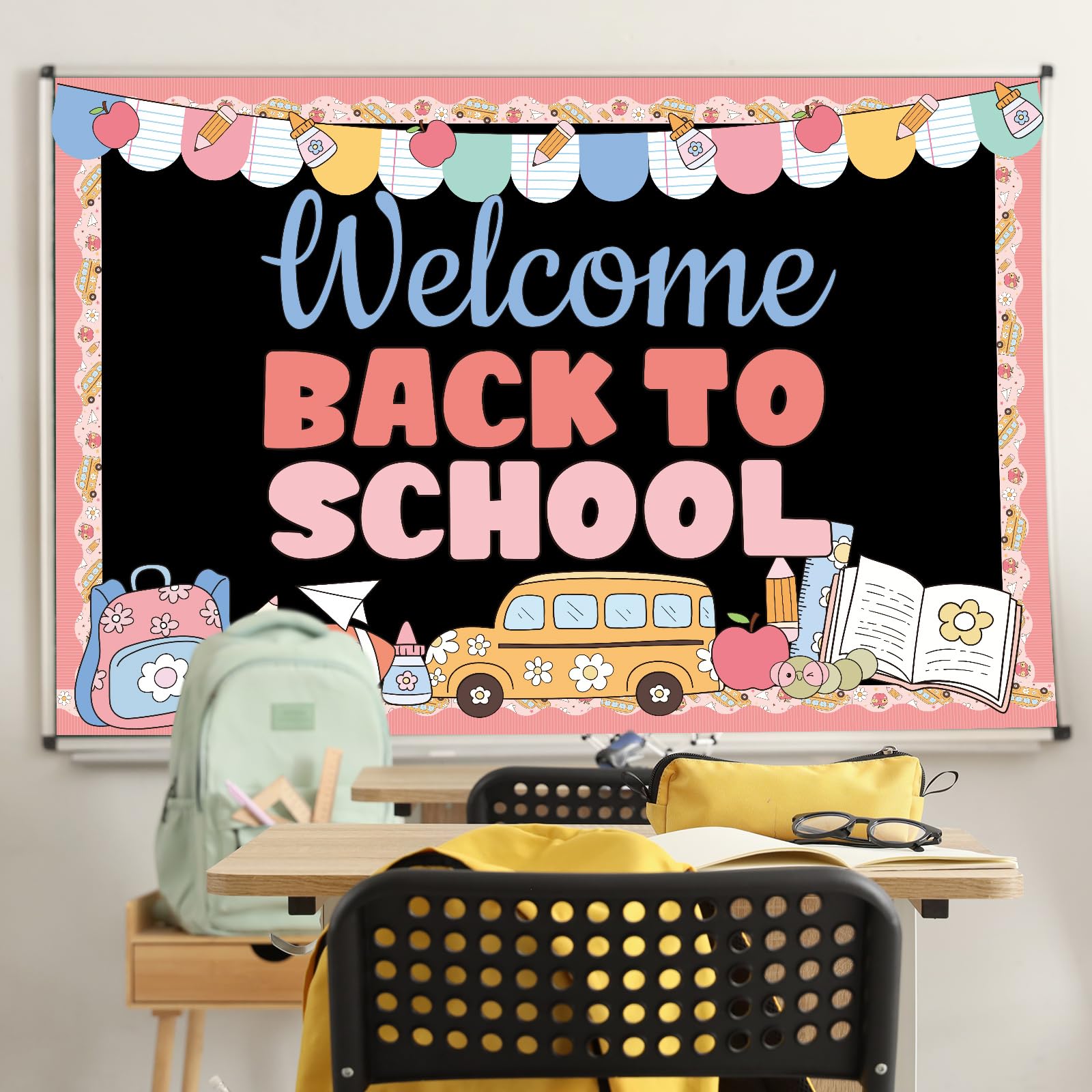 Tenceur Pastel Welcome Back to School Bulletin Board Decor, motyw Schoolbus