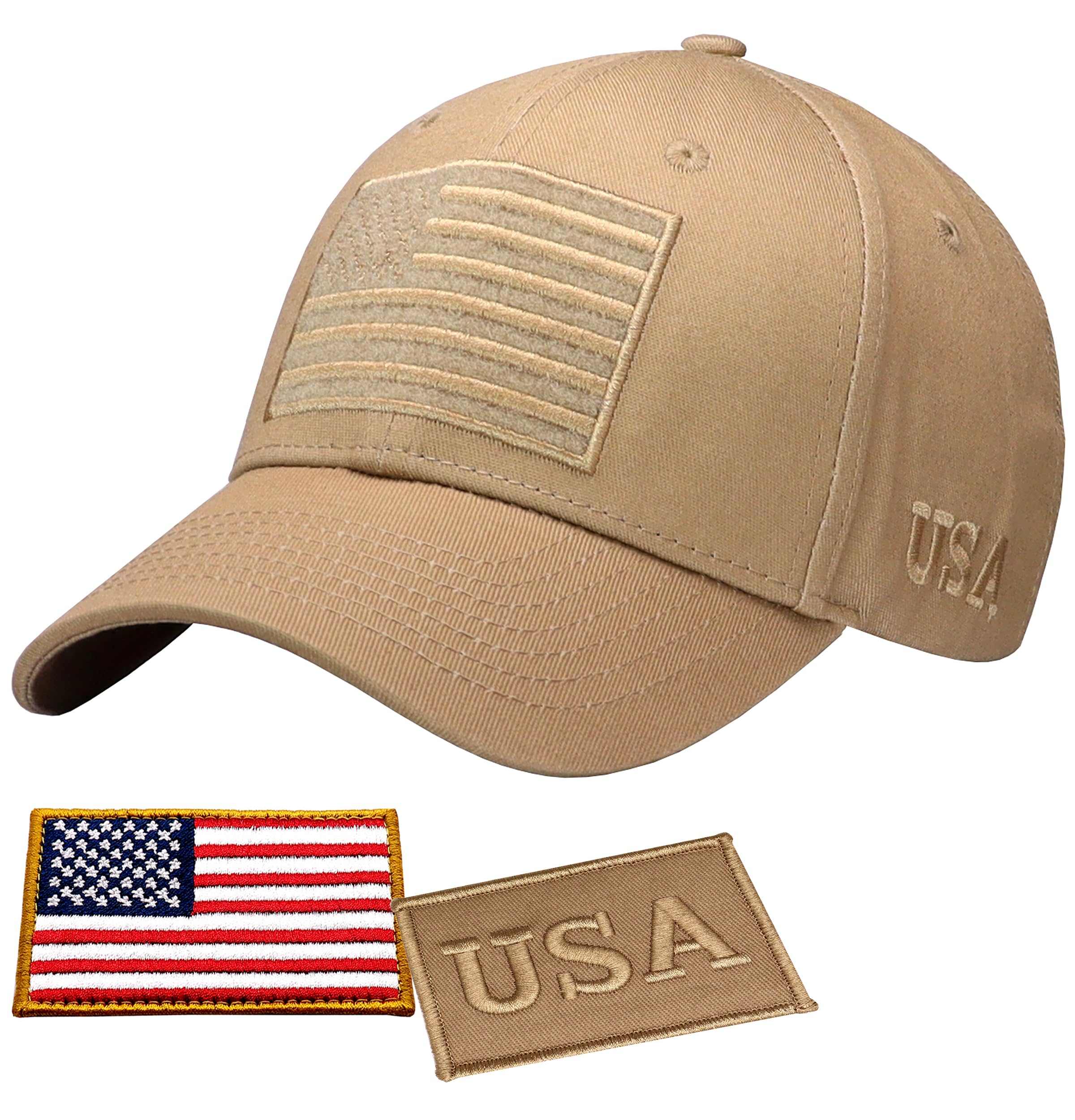 Antourage American Flag Unisex Baseball Hat for Men and Women | USA Flag Mesh Snapback Cap with 2 Patriotic Patches
