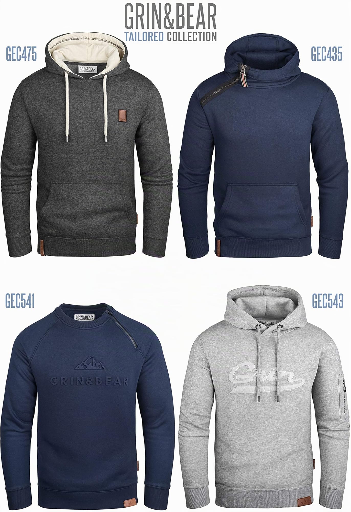 Grin&Bear Felpa Uomo Felpa con Cappuccio Giacca Uomo Felpa Cappuccio Alto GEC494
