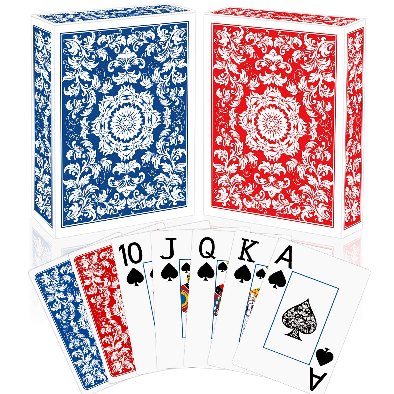 2 Pack Playing Cards Deck of Cards Professional Poker Set Jumbo Index Large Print Playing Card for Adults Seniors,Card Games for Night Party Playing Card for Family Companion Blue Red