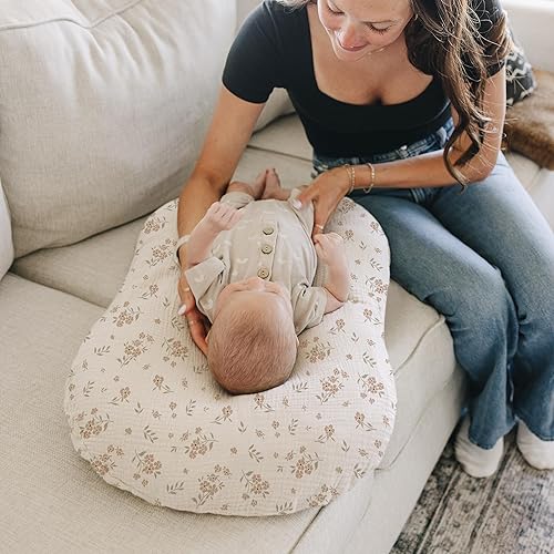 Miniatura 4 de Konssy Juego de 2 fundas de muselina para tumbona de bebé, 100% algodón, suave y transpirable, para niños y niñas, solo fundas (flores, rosa)