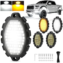 4 Pods Metal 83 LEDs/Pod White/Amber Rock Lights, Super Bright Underglow Light Kit IP67 Waterproof Aluminum Led Lights for Trucks Jeep Offroad ATV UTV SUV Boat, Easy to InstallPatented